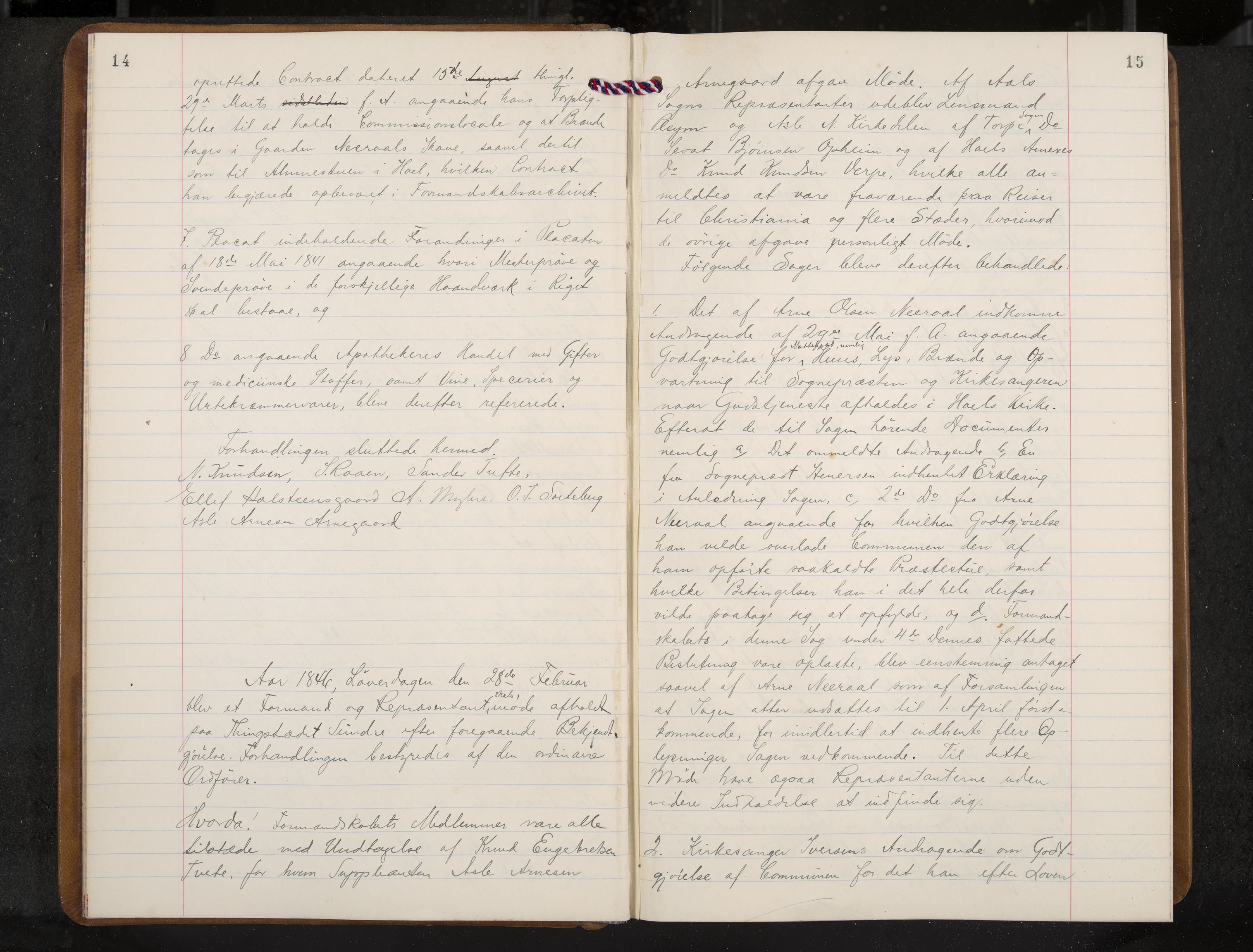 Ål formannskap og sentraladministrasjon, IKAK/0619021/A/Aa/L0002: Utskrift av møtebok, 1846-1857, p. 14-15