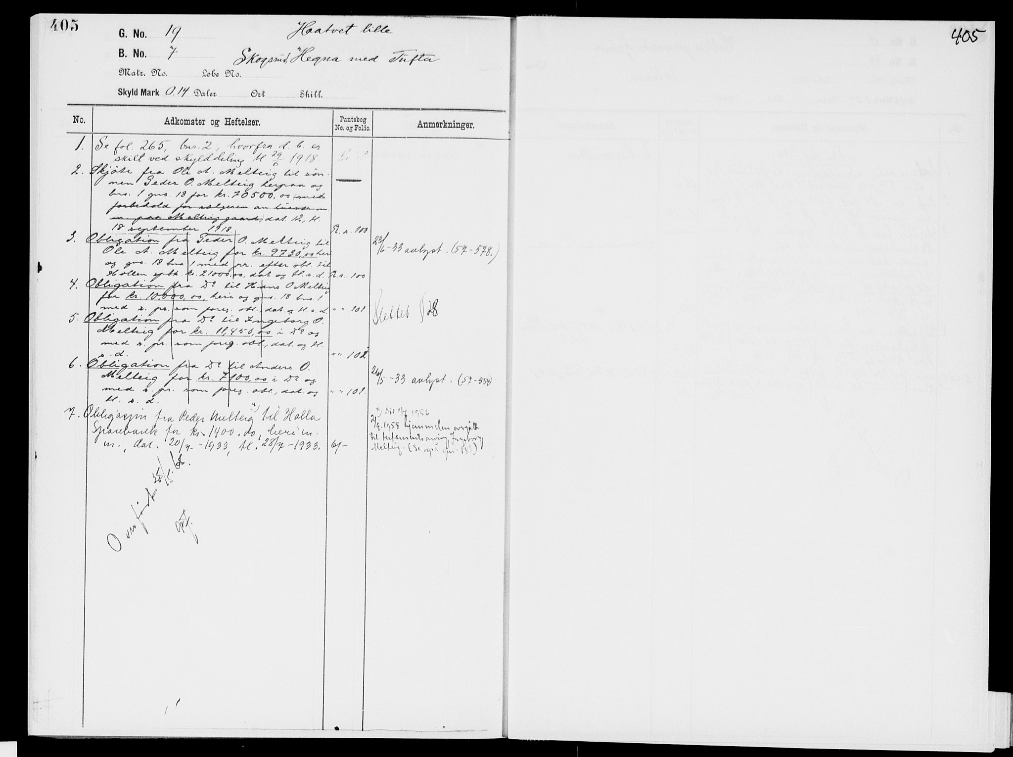 Nedre Telemark sorenskriveri, AV/SAKO-A-135/G/Gb/Gbg/L0001: Mortgage register no. VII 1, p. 405