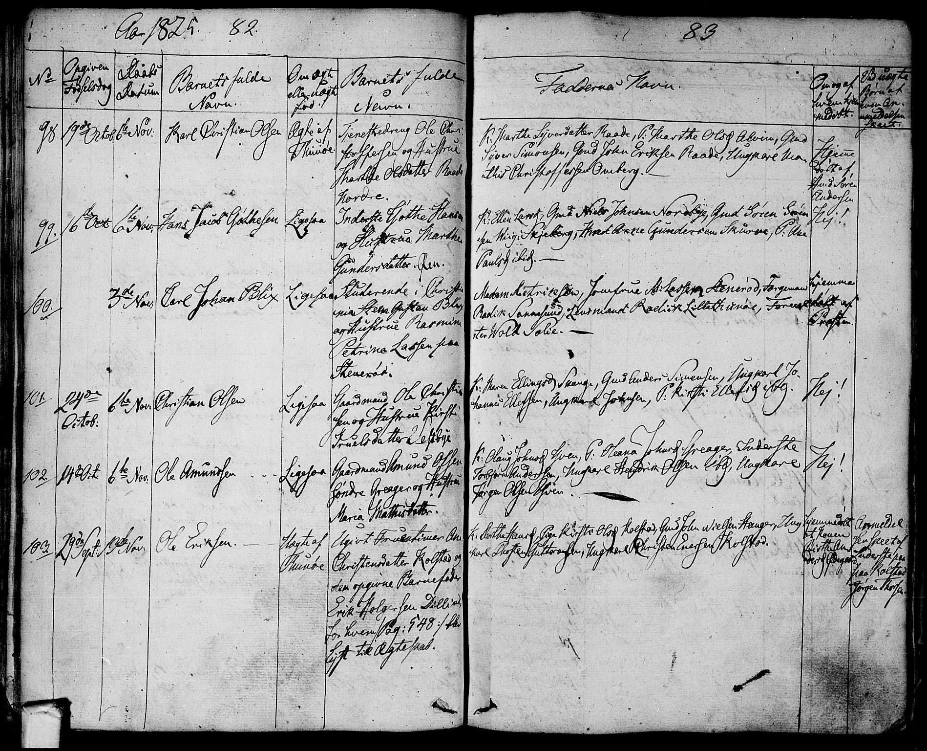 Tune prestekontor Kirkebøker, AV/SAO-A-2007/F/Fa/L0006: Parish register (official) no. 6, 1823-1831, p. 82-83
