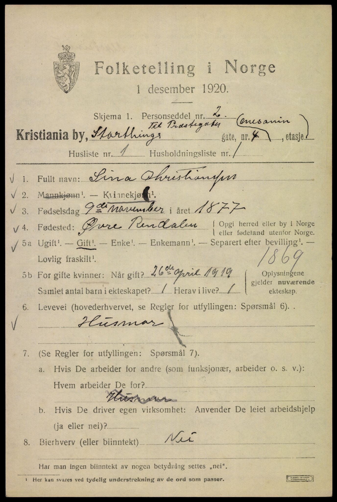 SAO, 1920 census for Kristiania, 1920, p. 550323