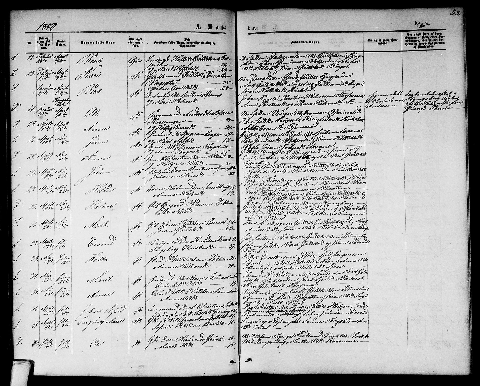 Flesberg kirkebøker, AV/SAKO-A-18/G/Ga/L0003: Parish register (copy) no. I 3, 1861-1889, p. 53