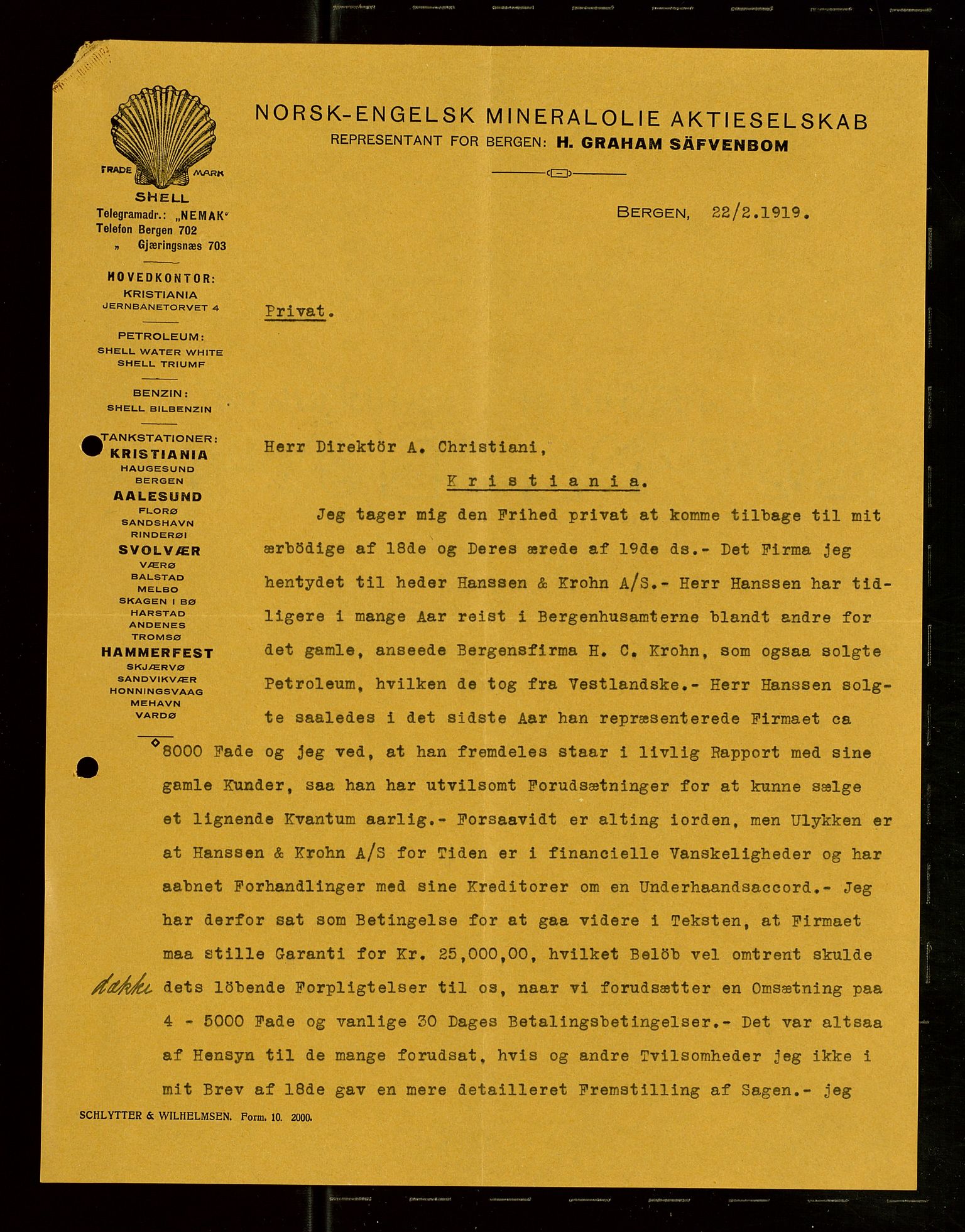 Pa 1521 - A/S Norske Shell, AV/SAST-A-101915/E/Ea/Eaa/L0007: Sjefskorrespondanse, 1919, p. 603