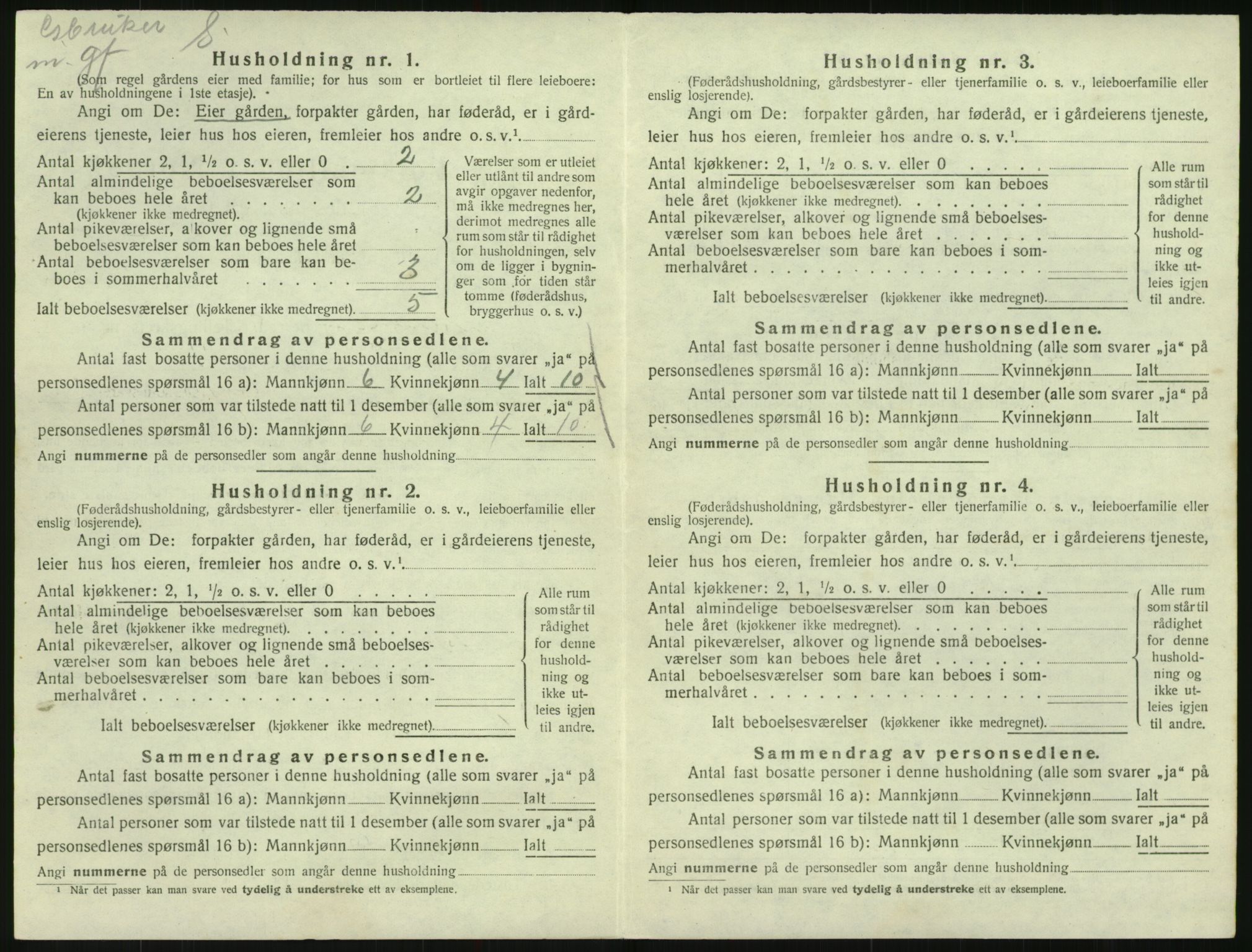 SAK, 1920 census for Vegusdal, 1920, p. 234