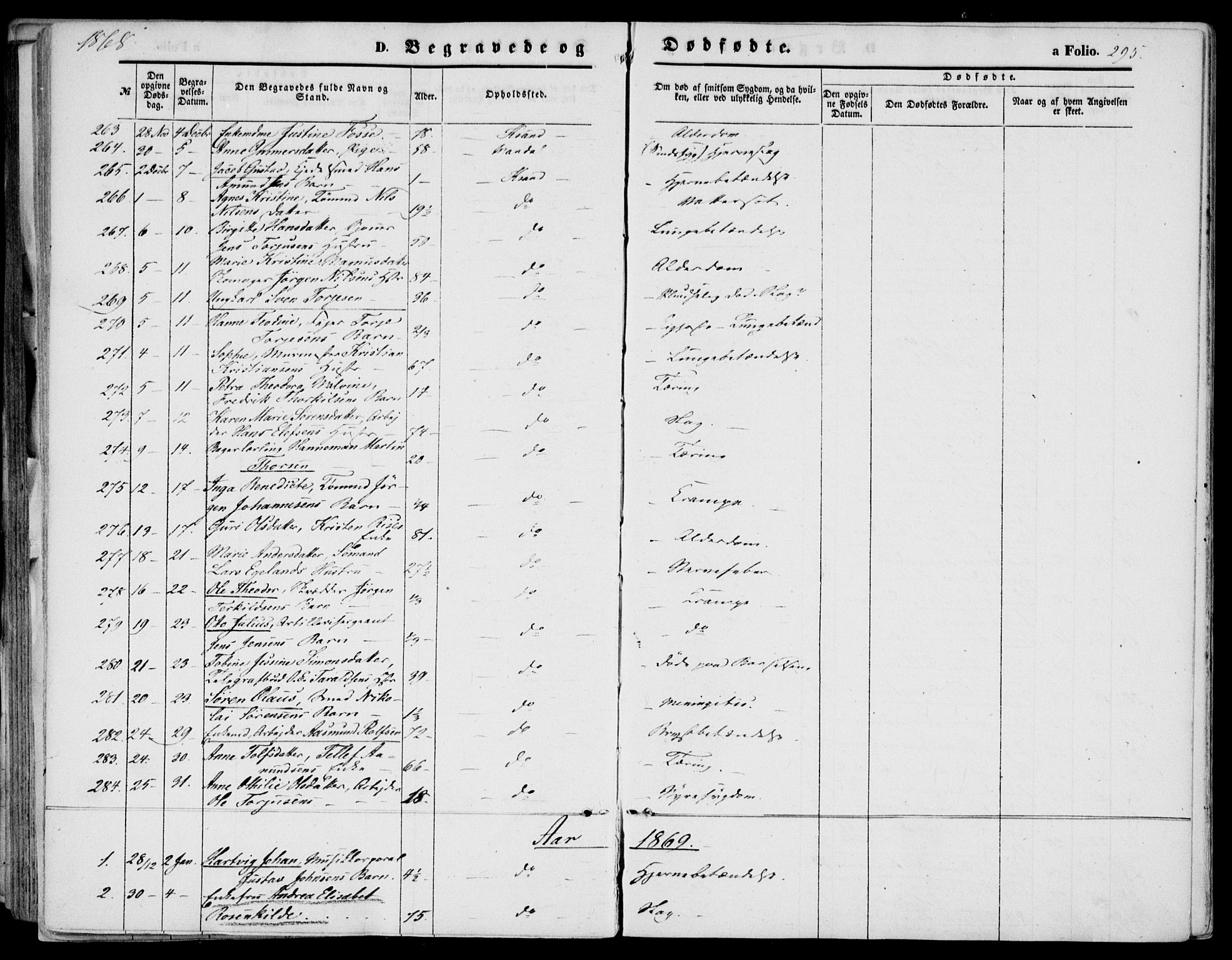Kristiansand domprosti, SAK/1112-0006/F/Fb/L0012: Parish register (copy) no. B 12, 1861-1870, p. 295