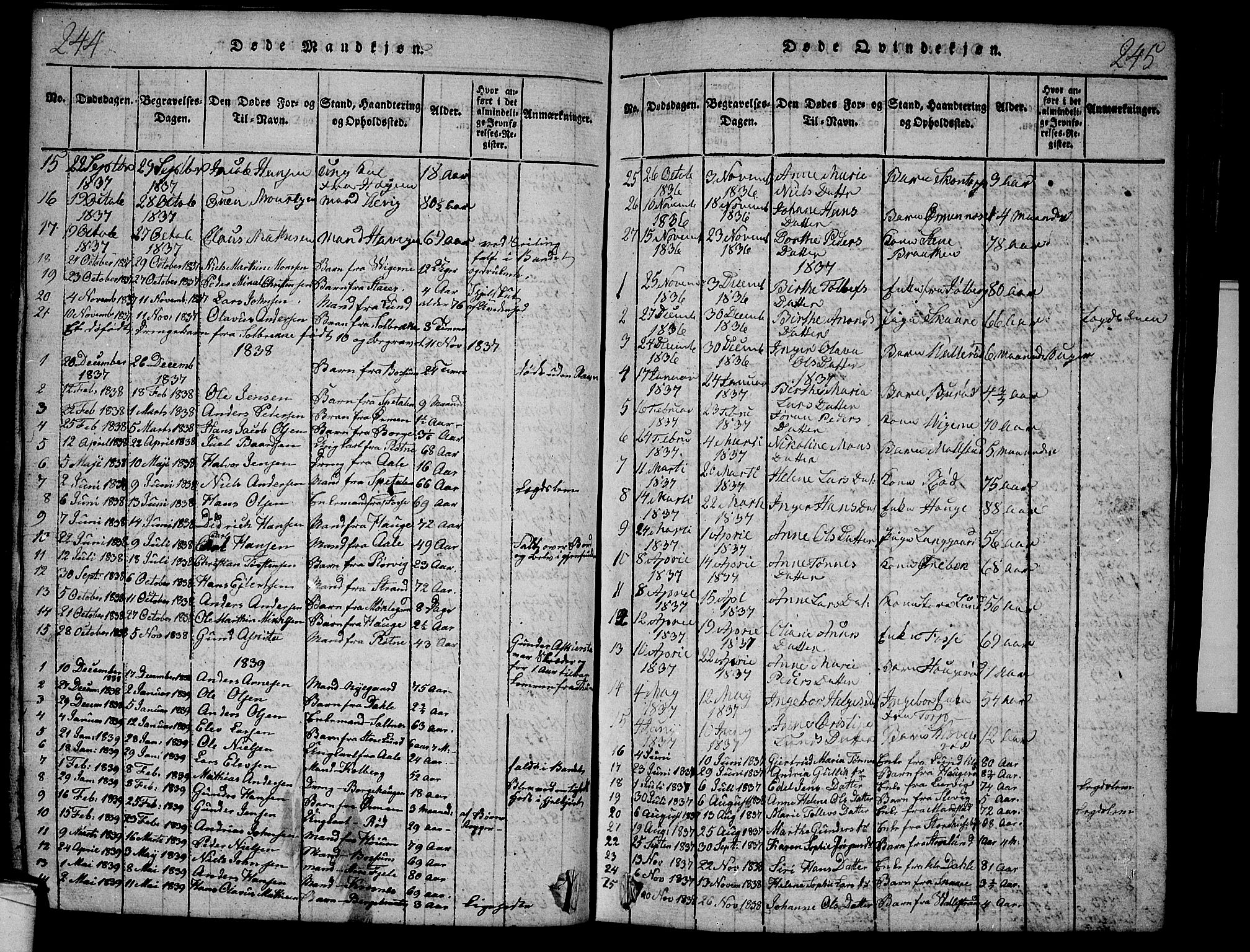 Onsøy prestekontor Kirkebøker, SAO/A-10914/G/Ga/L0001: Parish register (copy) no. I 1, 1814-1840, p. 244-245