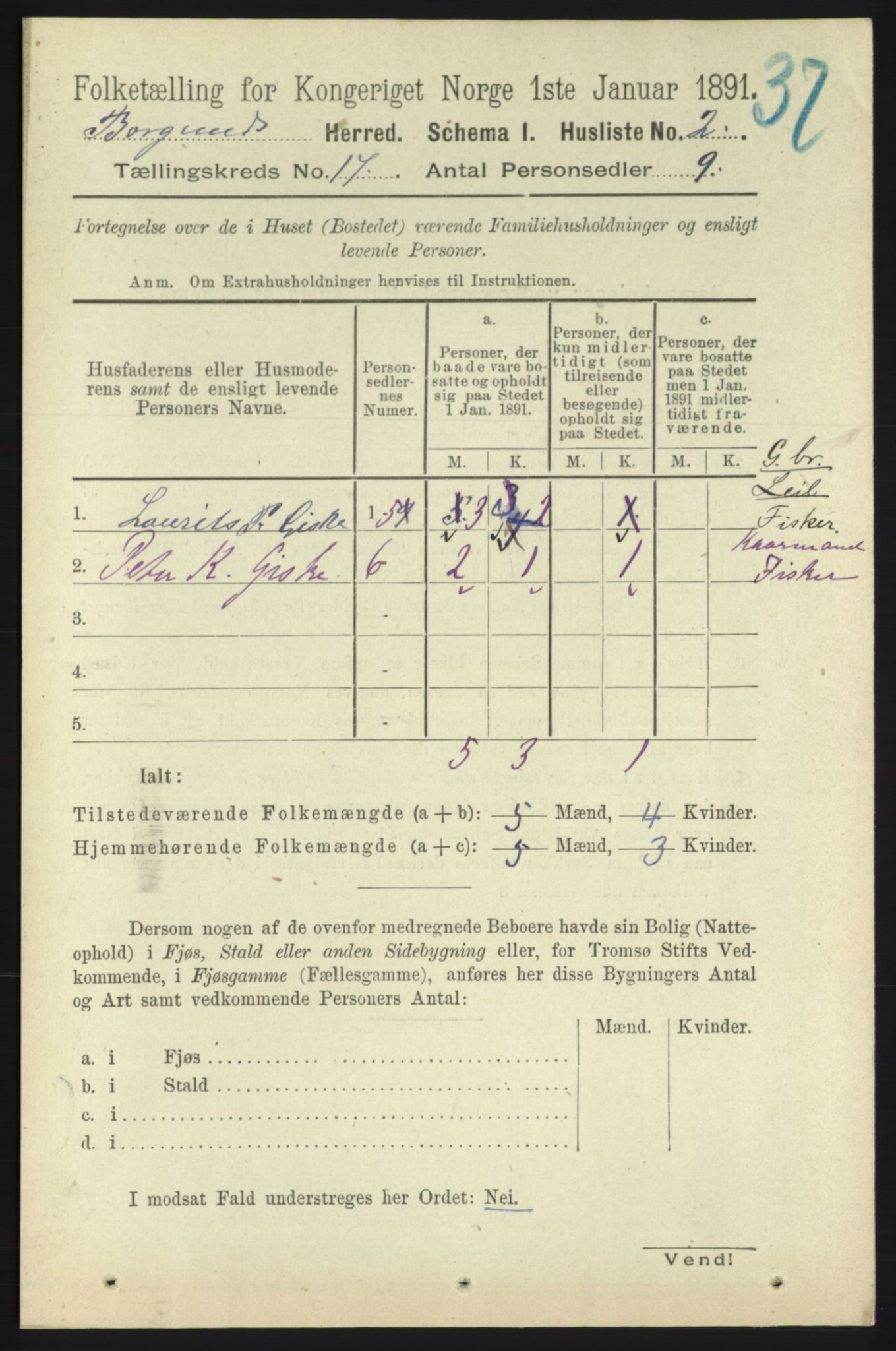 RA, 1891 census for 1531 Borgund, 1891, p. 4911