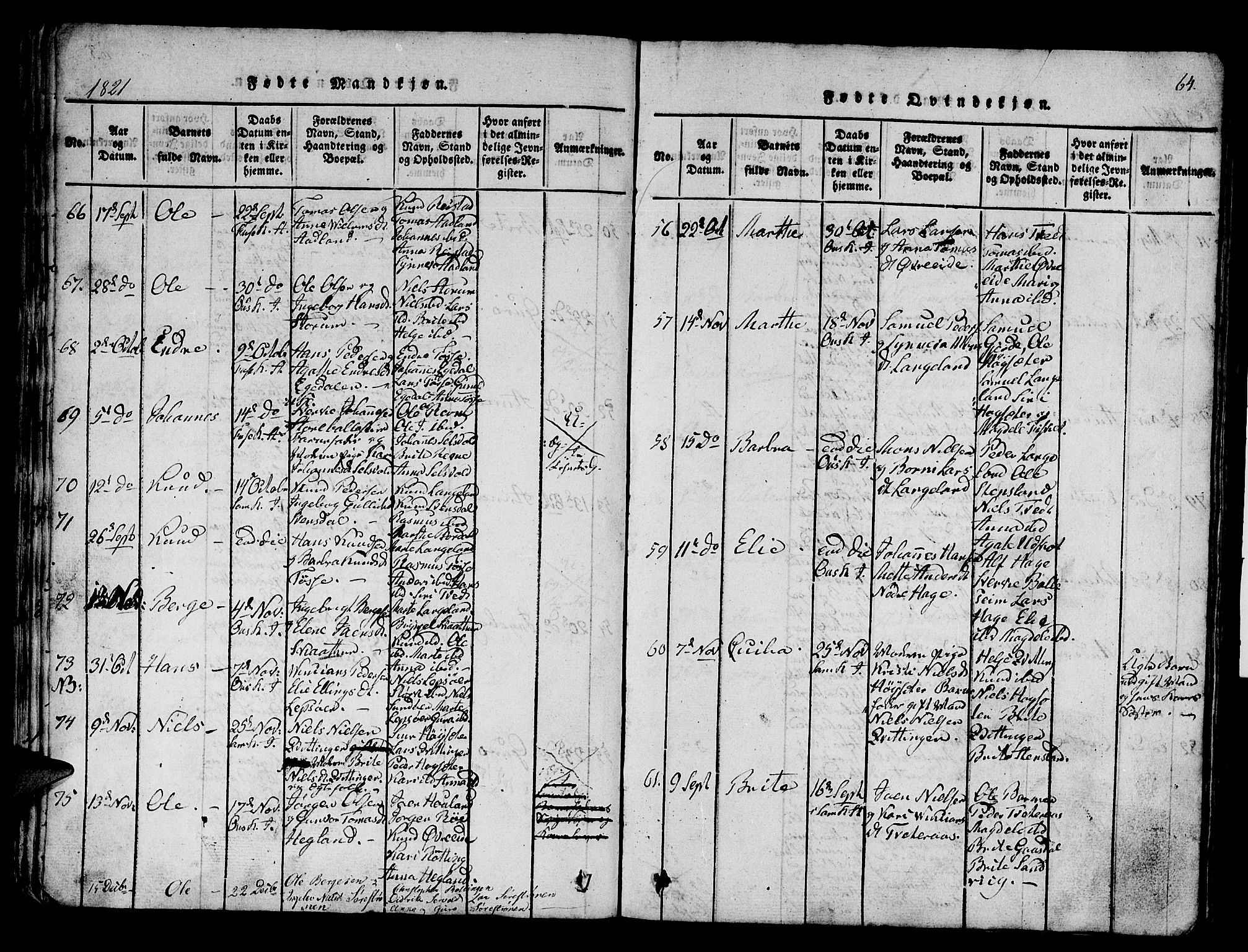 Os sokneprestembete, SAB/A-99929: Parish register (official) no. A 12, 1816-1825, p. 64