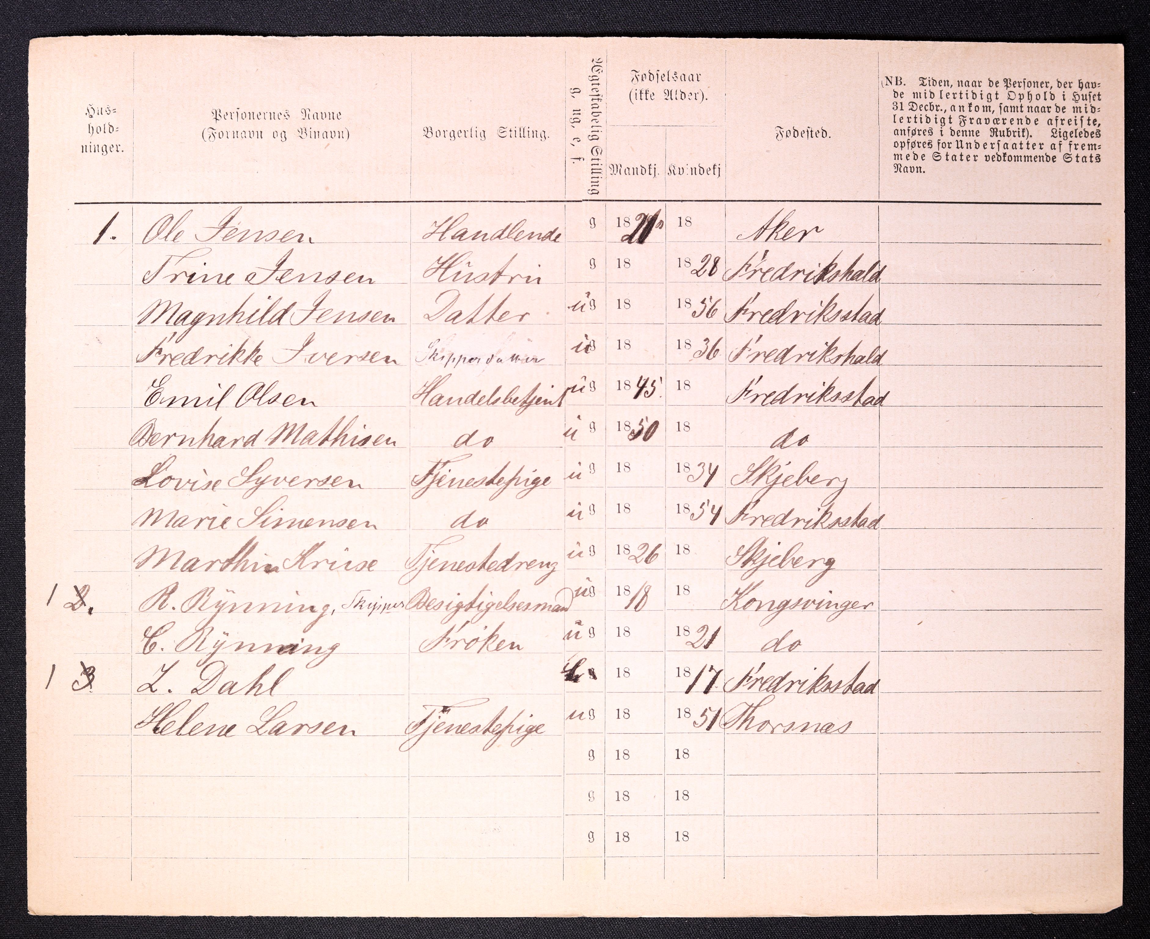 RA, 1870 census for 0103 Fredrikstad, 1870, p. 220