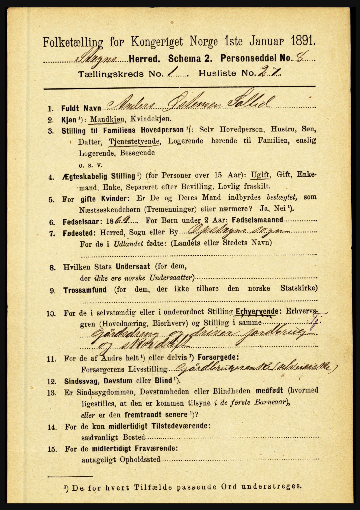 RA, 1891 census for 1448 Stryn, 1891, p. 235