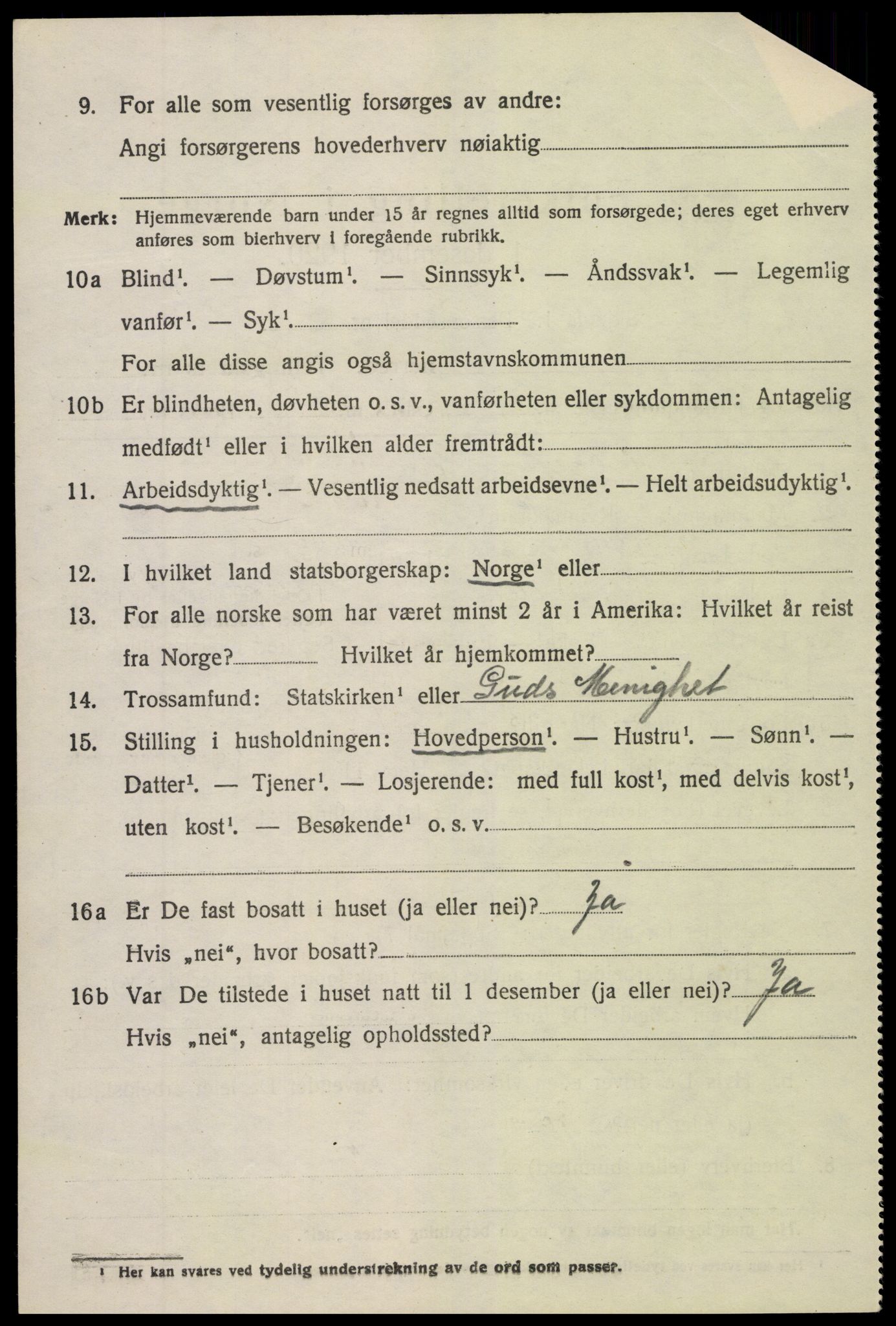 SAK, 1920 census for Vegårshei, 1920, p. 1903