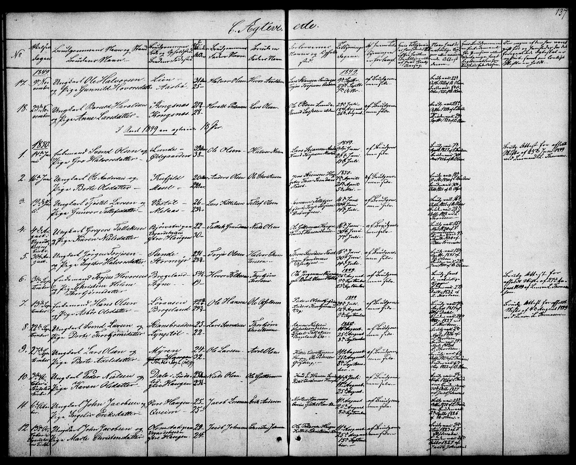 Gjerstad sokneprestkontor, SAK/1111-0014/F/Fa/Faa/L0006: Parish register (official) no. A 6, 1841-1857, p. 137