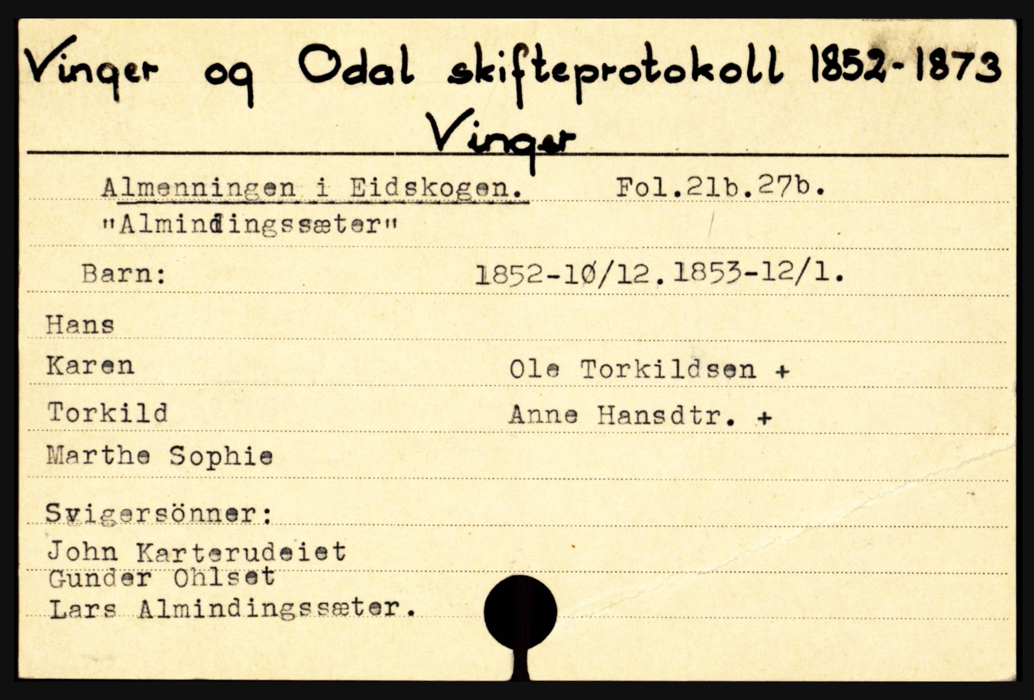 Vinger og Odal sorenskriveri, AV/SAH-TING-022/J, 1827-1895, p. 9