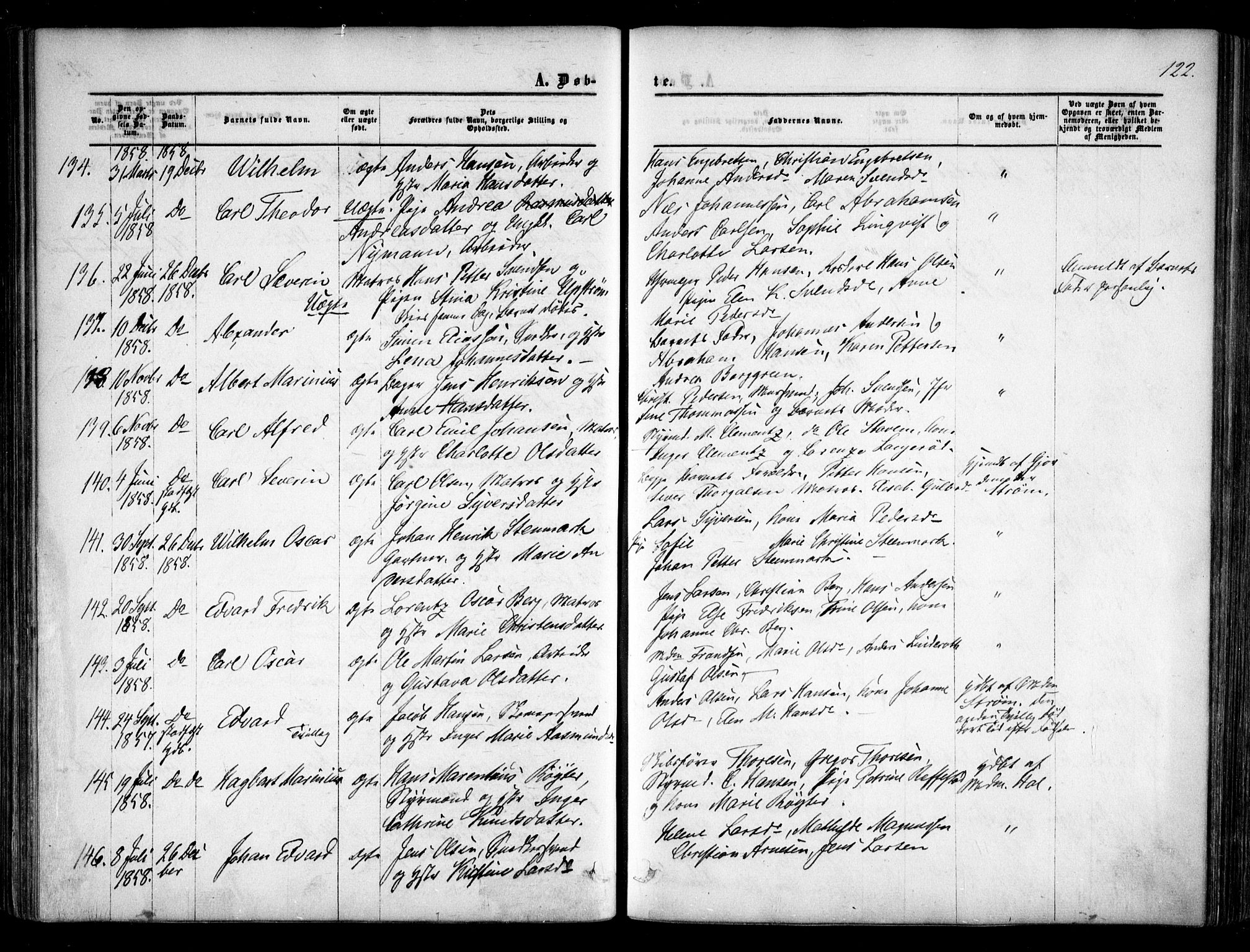 Halden prestekontor Kirkebøker, SAO/A-10909/F/Fa/L0007: Parish register (official) no. I 7, 1857-1865, p. 122
