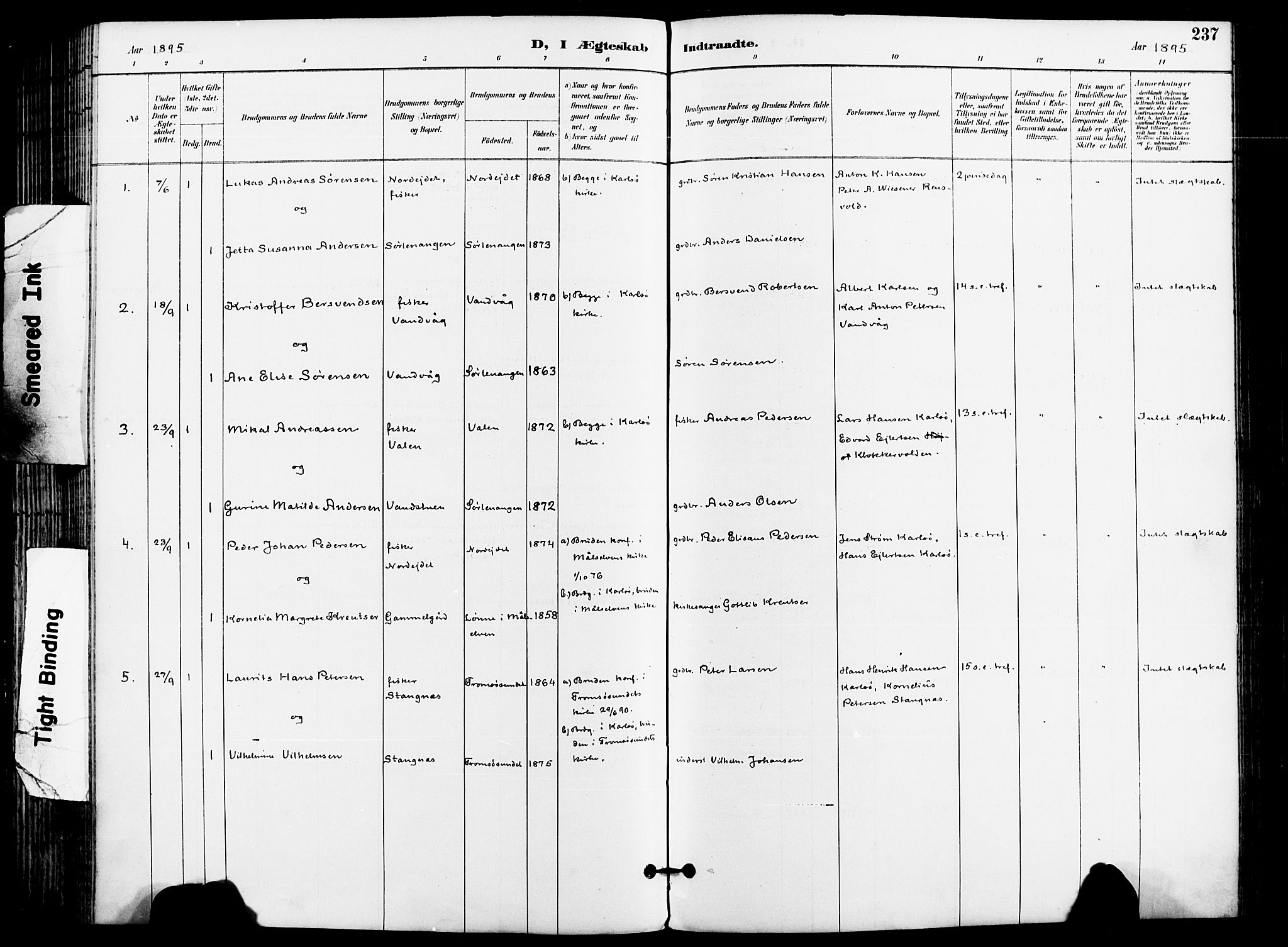 Karlsøy sokneprestembete, SATØ/S-1299/H/Ha/Haa/L0007kirke: Parish register (official) no. 7, 1891-1902, p. 237
