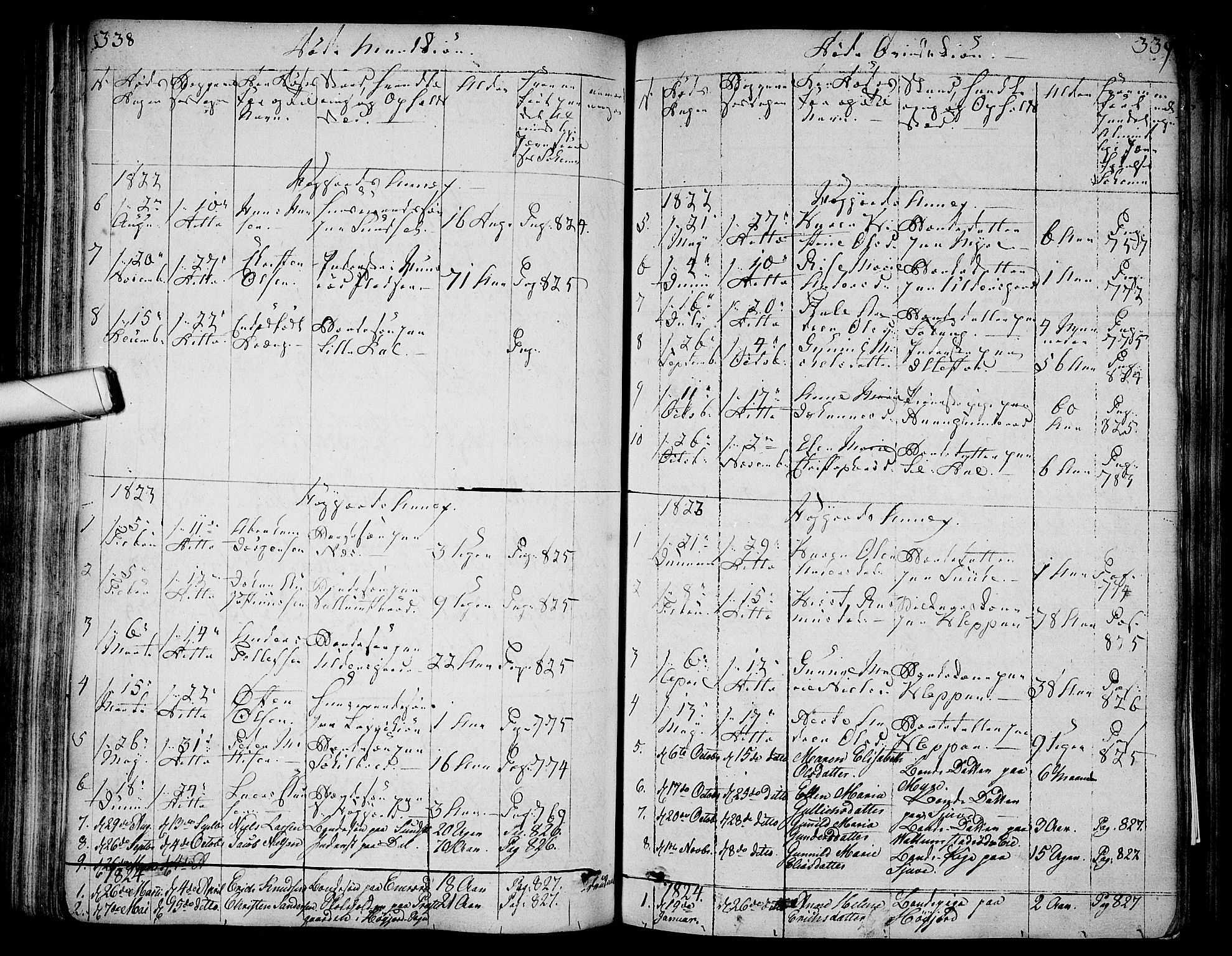 Andebu kirkebøker, SAKO/A-336/F/Fa/L0003: Parish register (official) no. 3 /2, 1815-1828, p. 338-339