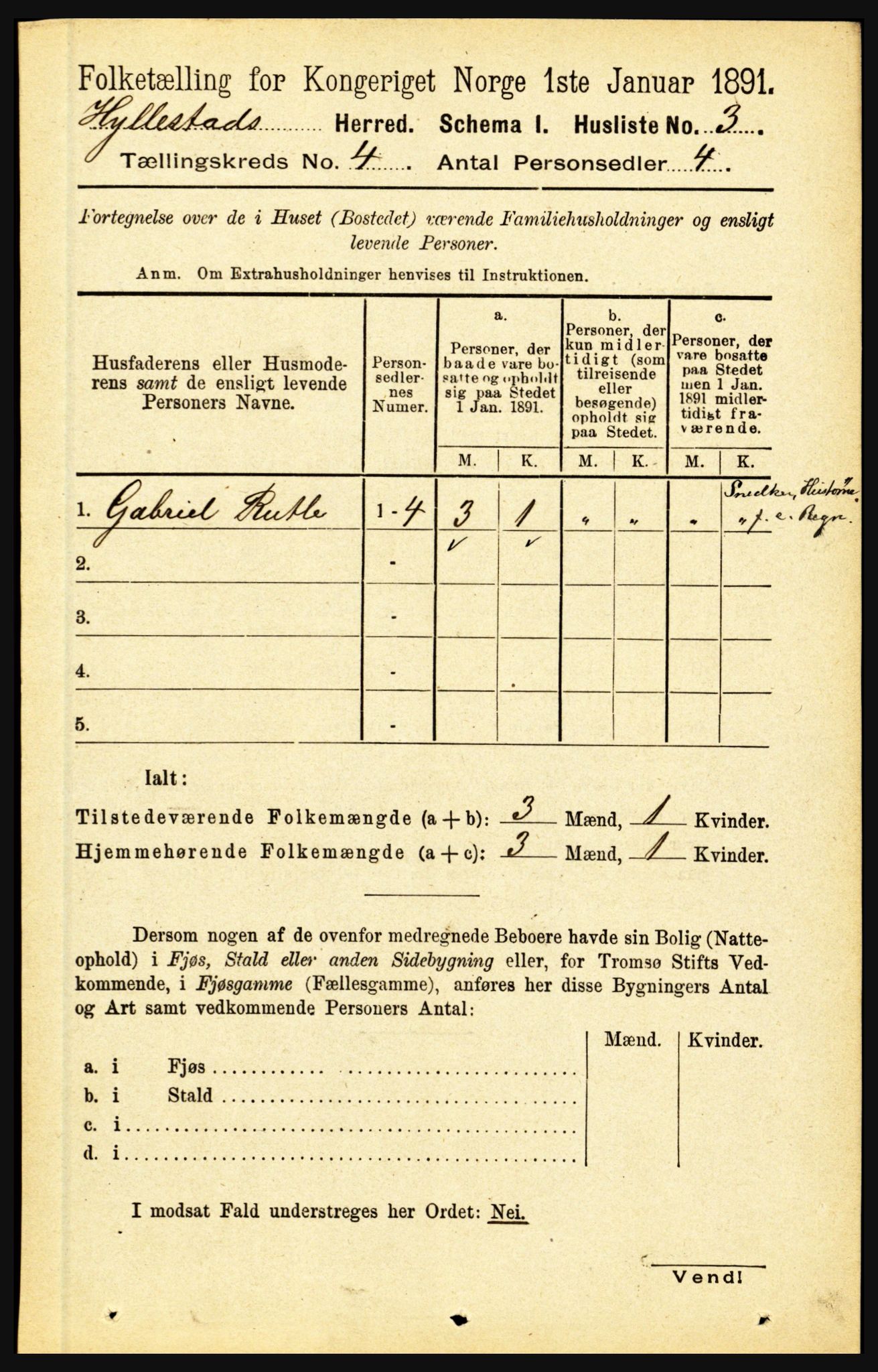 RA, 1891 census for 1413 Hyllestad, 1891, p. 544