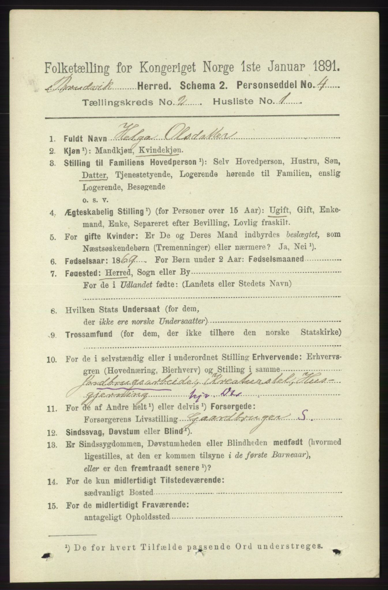 RA, 1891 census for 1251 Bruvik, 1891, p. 436