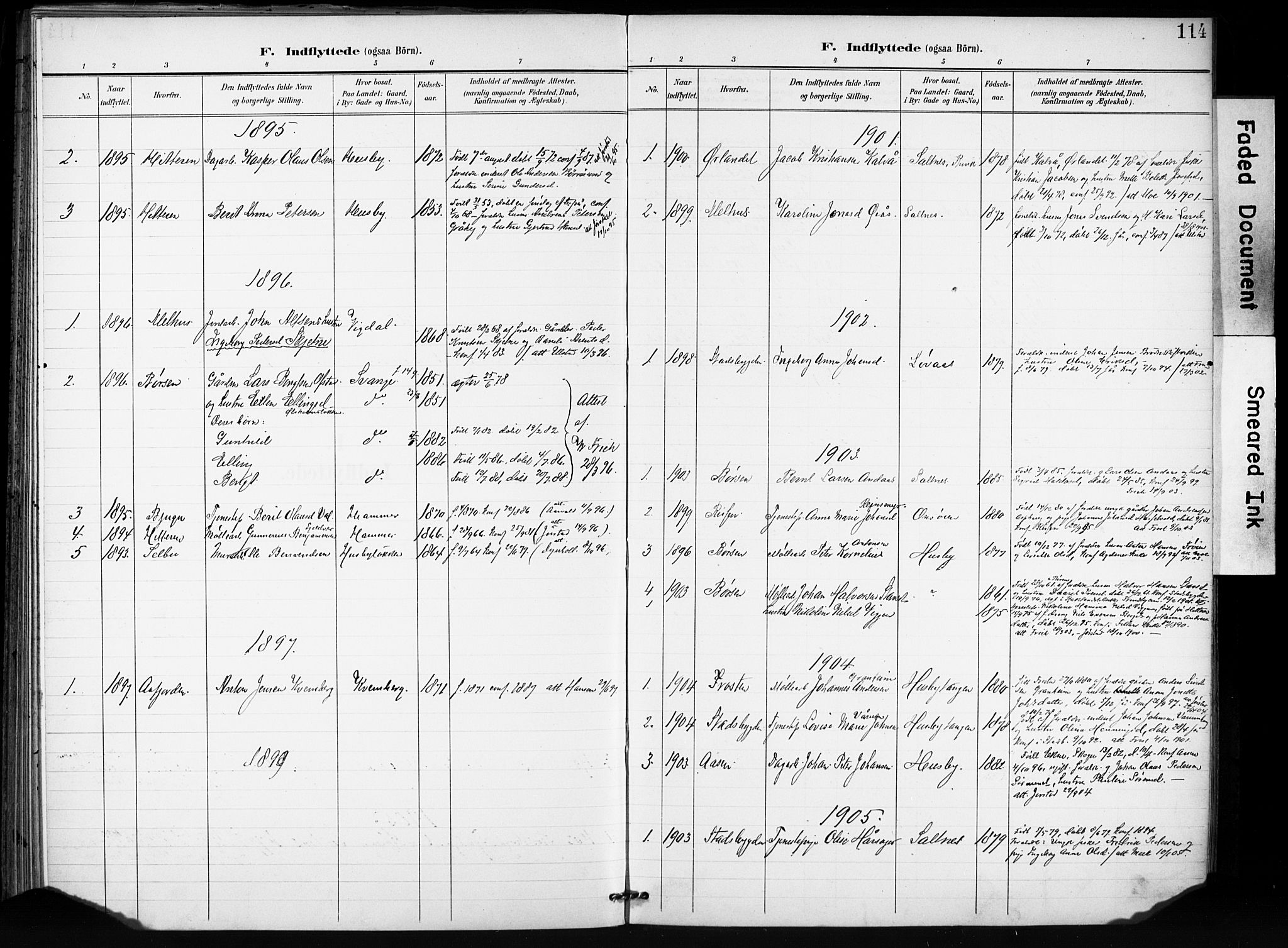 Ministerialprotokoller, klokkerbøker og fødselsregistre - Sør-Trøndelag, SAT/A-1456/666/L0787: Parish register (official) no. 666A05, 1895-1908, p. 114