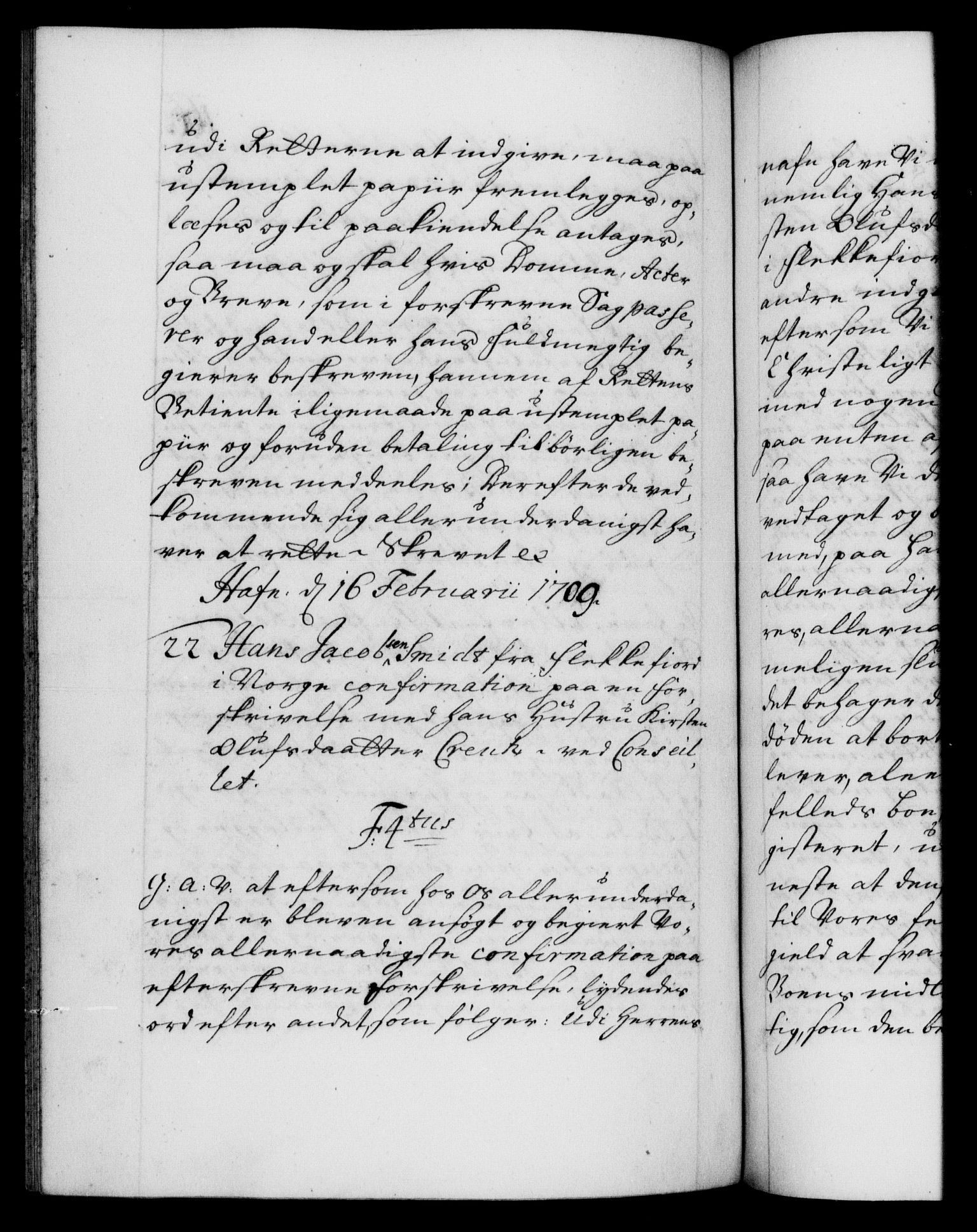 Danske Kanselli 1572-1799, RA/EA-3023/F/Fc/Fca/Fcaa/L0020: Norske registre, 1708-1711, p. 166b