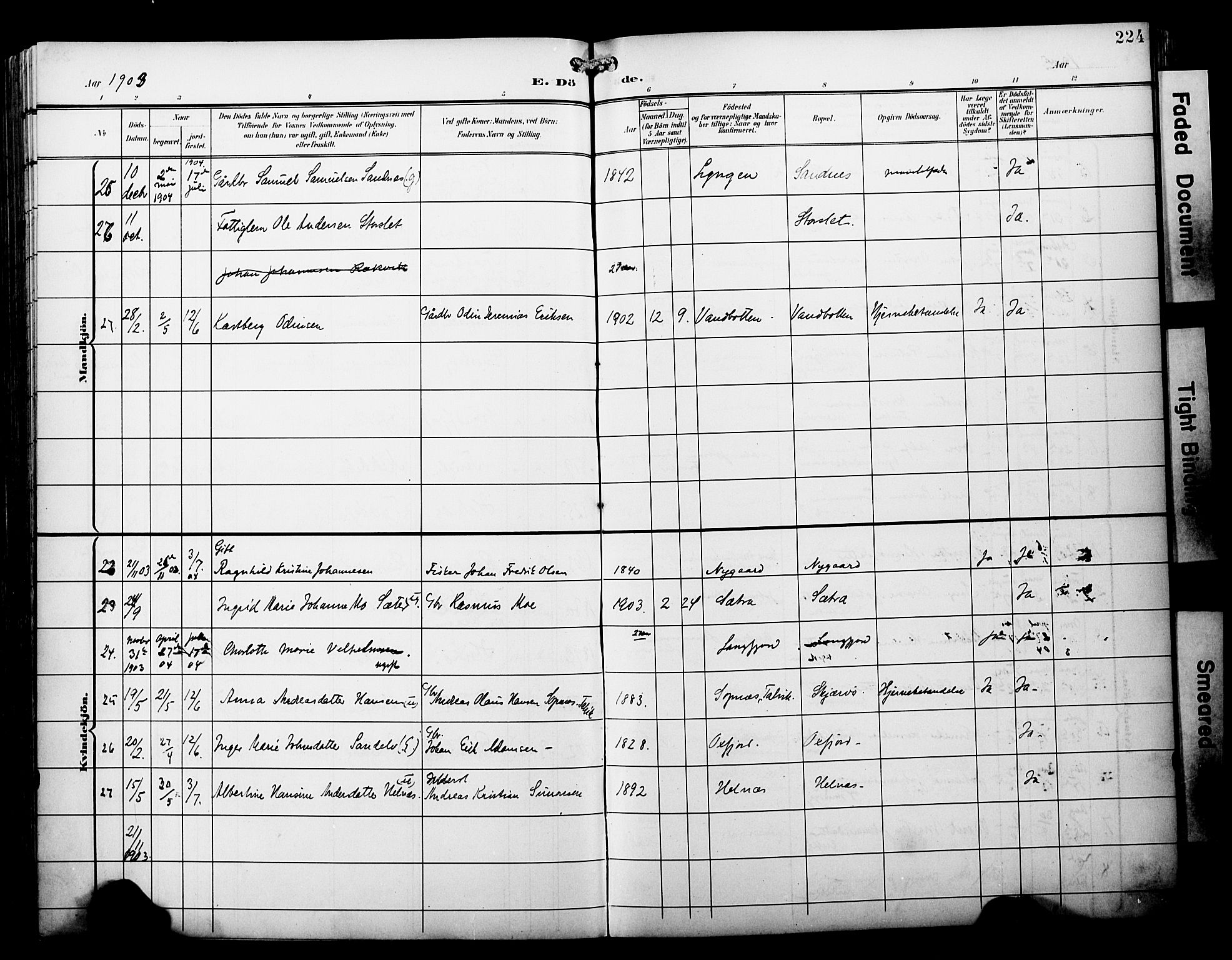 Skjervøy sokneprestkontor, AV/SATØ-S-1300/H/Ha/Haa/L0015kirke: Parish register (official) no. 15, 1899-1909, p. 224