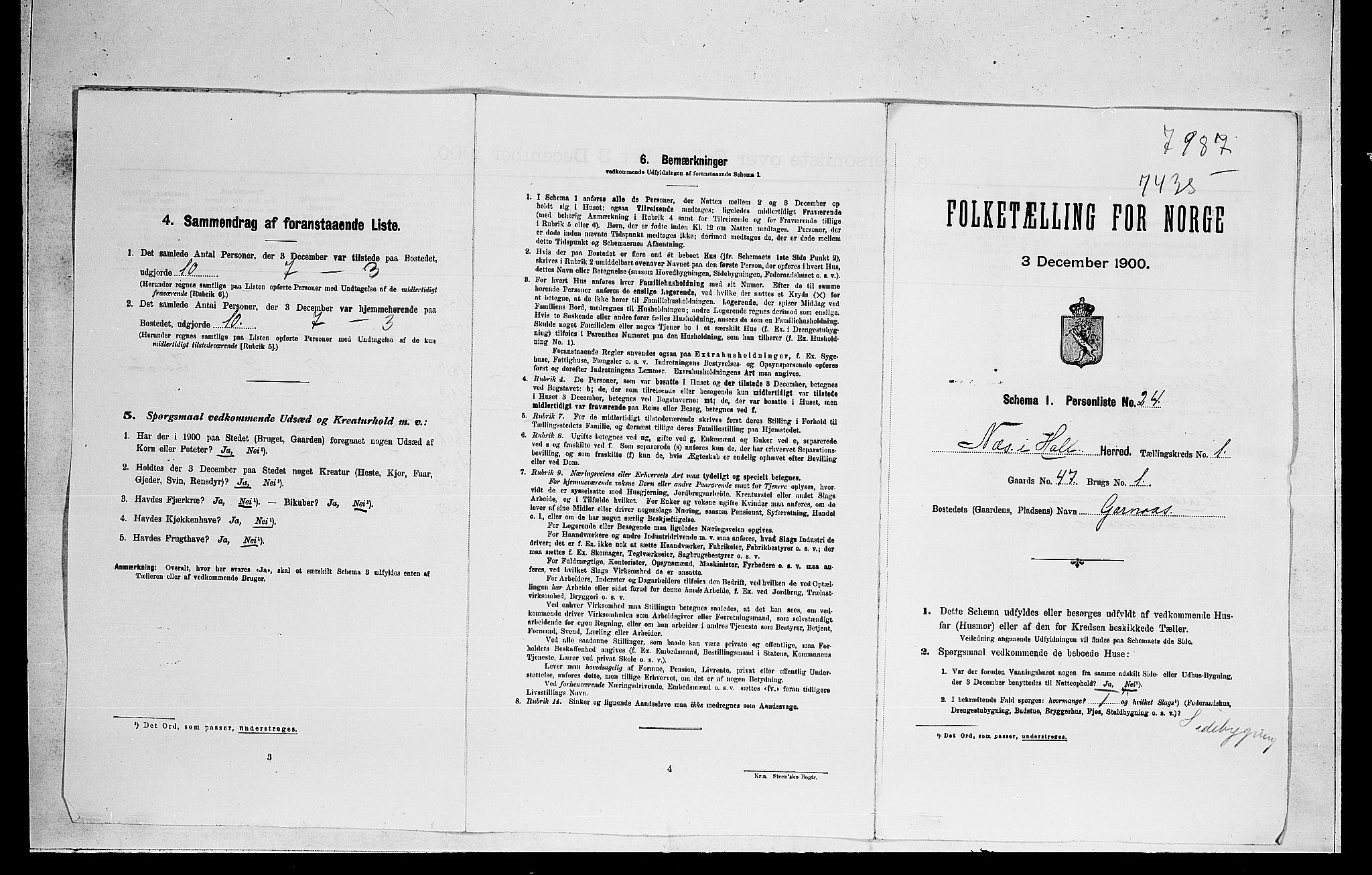 RA, 1900 census for Nes, 1900, p. 38