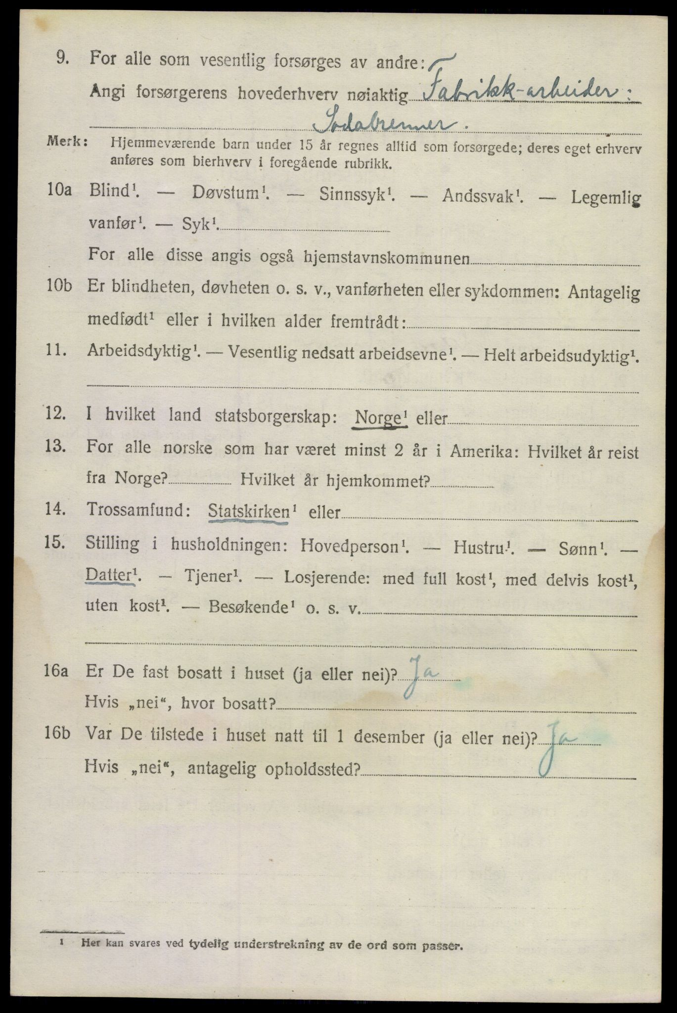 SAKO, 1920 census for Bamble, 1920, p. 2034