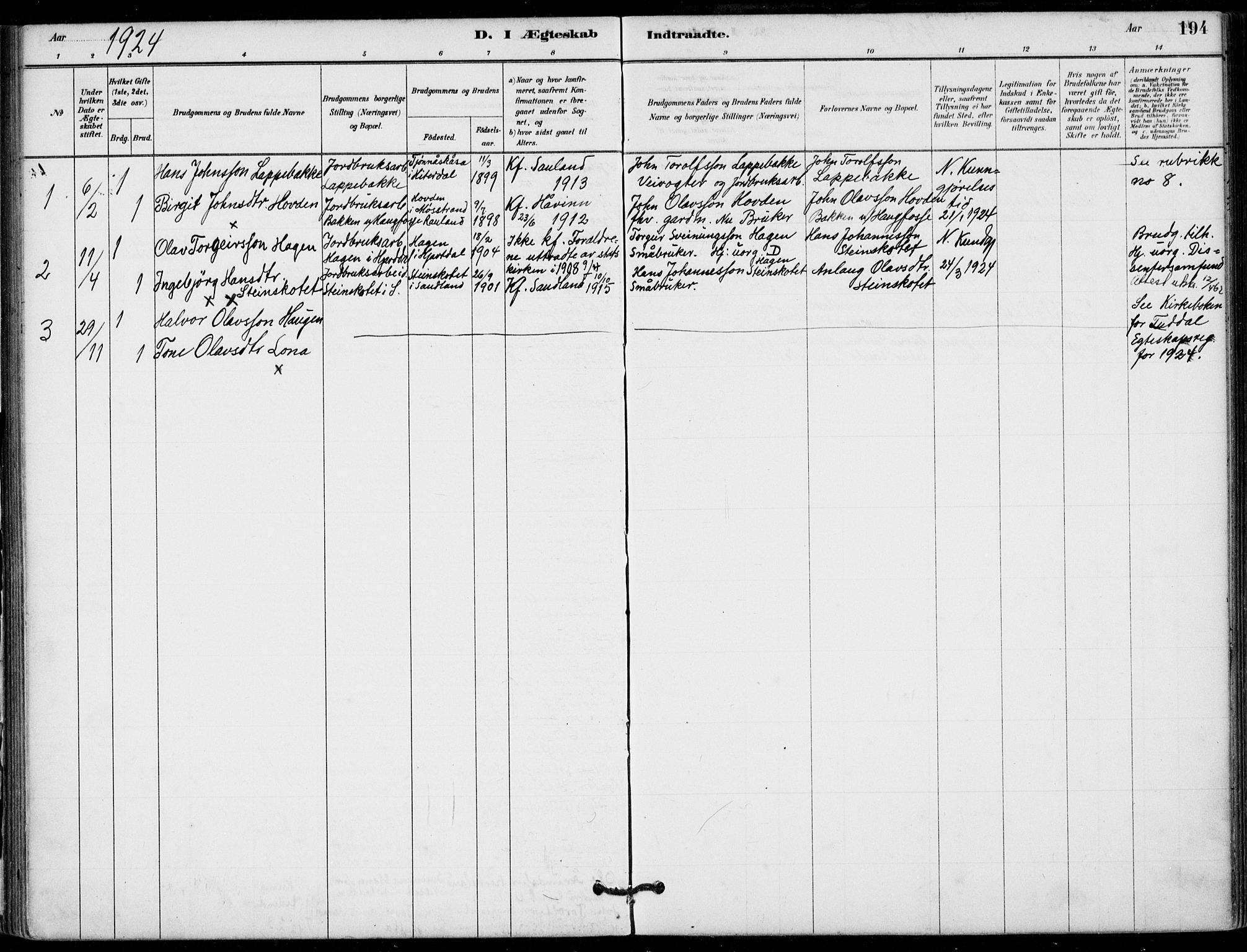 Hjartdal kirkebøker, SAKO/A-270/F/Fb/L0002: Parish register (official) no. II 2, 1880-1932, p. 194