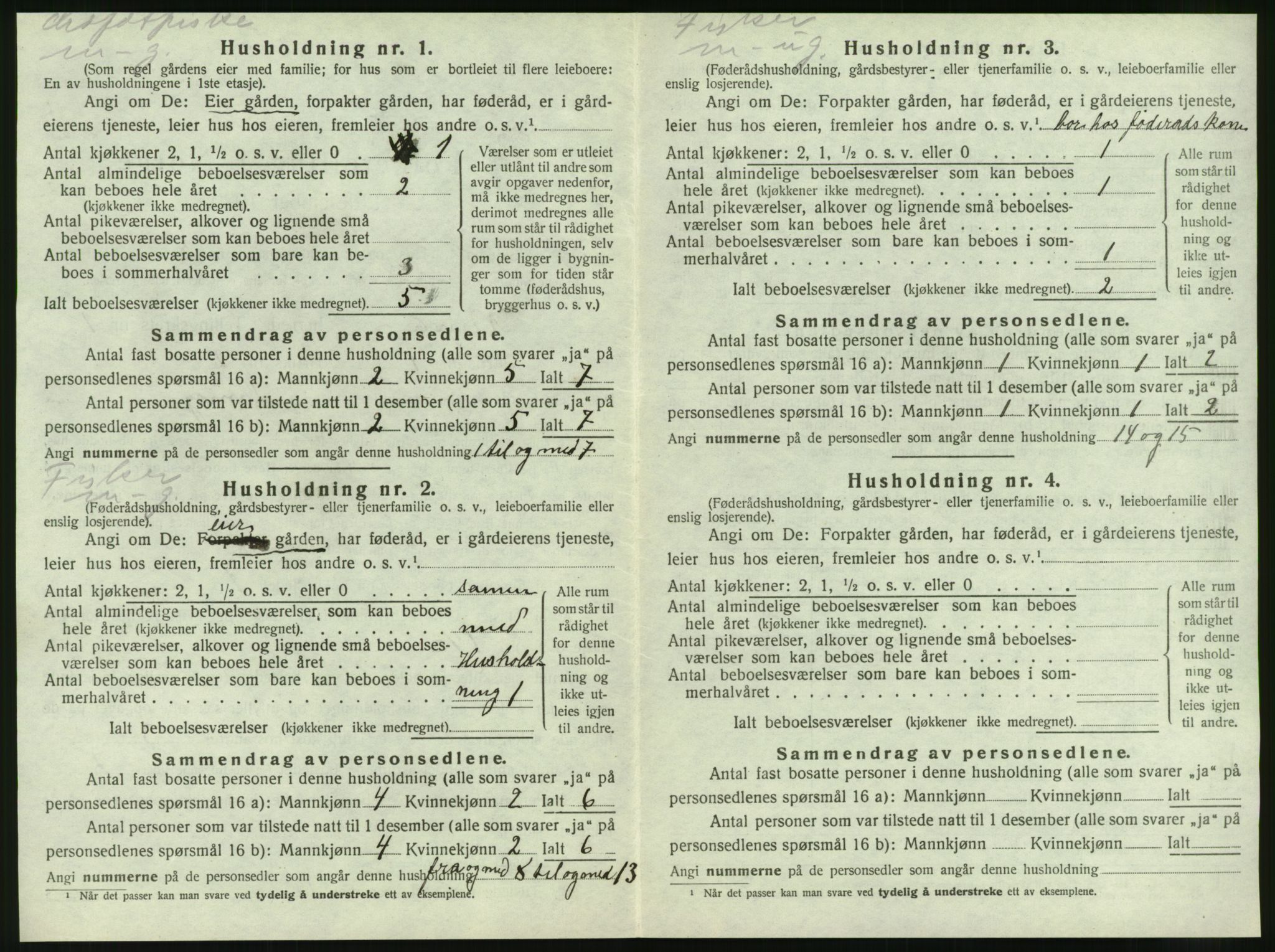 SAT, 1920 census for Nesna, 1920, p. 44