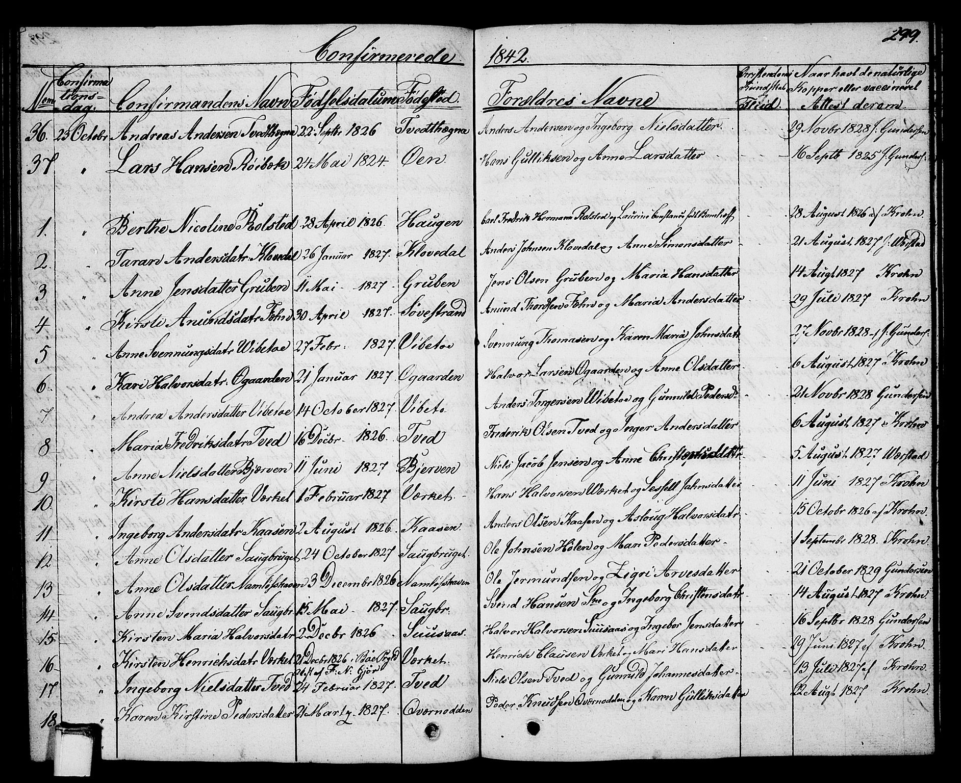 Holla kirkebøker, SAKO/A-272/G/Ga/L0002: Parish register (copy) no. I 2, 1830-1848, p. 299