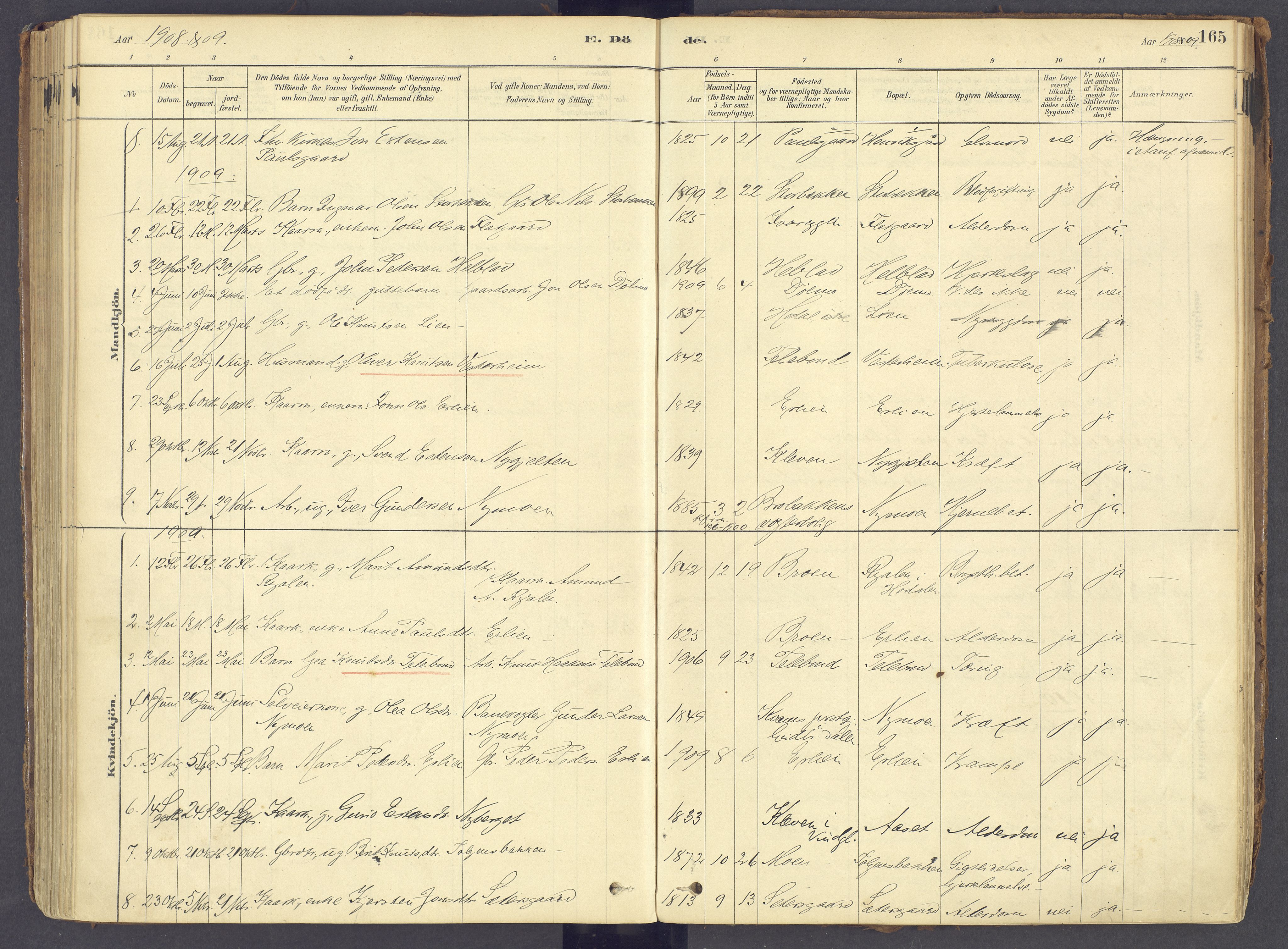 Tolga prestekontor, AV/SAH-PREST-062/K/L0011: Parish register (official) no. 11, 1877-1920, p. 165