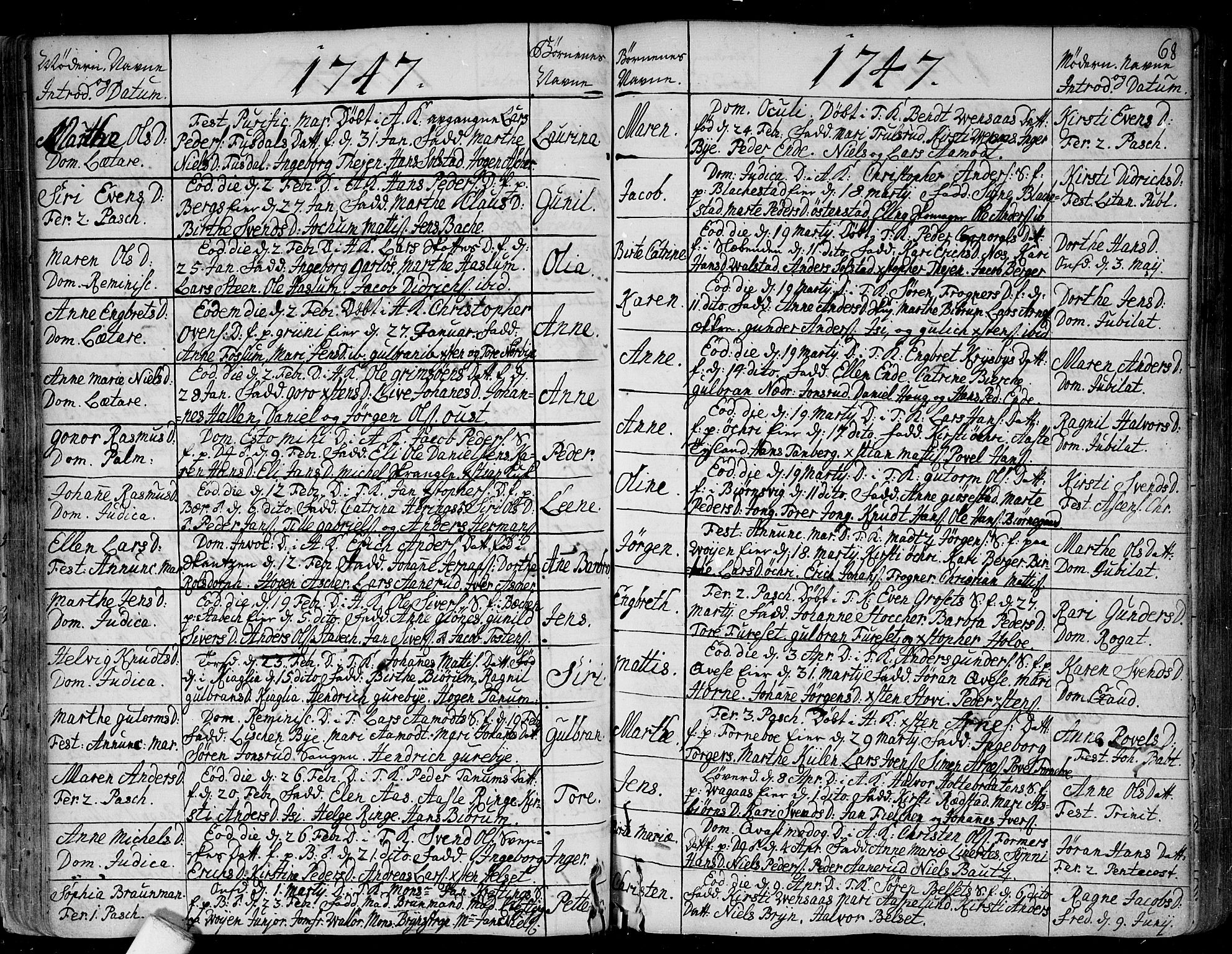 Asker prestekontor Kirkebøker, SAO/A-10256a/F/Fa/L0002: Parish register (official) no. I 2, 1733-1766, p. 68