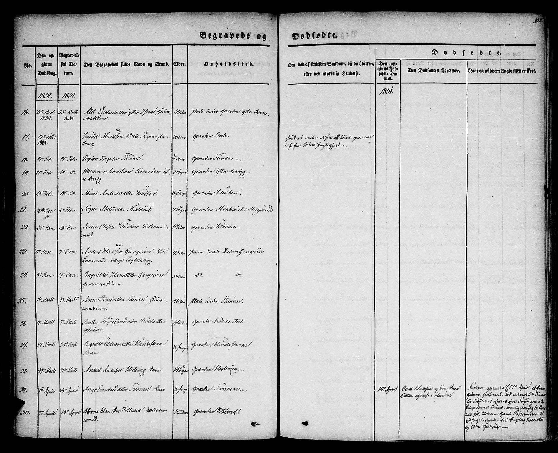 Davik sokneprestembete, AV/SAB-A-79701/H/Haa/Haaa/L0004: Parish register (official) no. A 4, 1830-1849, p. 222