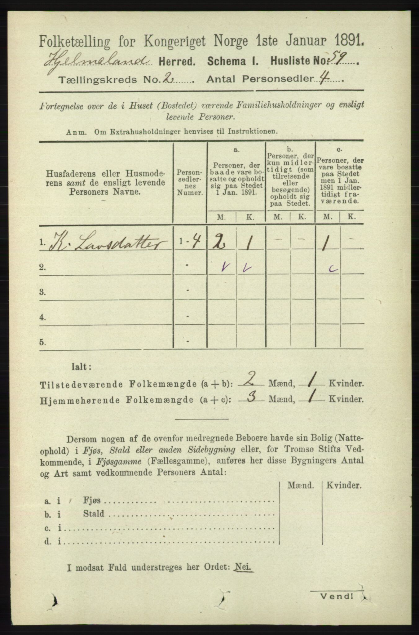 RA, 1891 census for 1133 Hjelmeland, 1891, p. 378