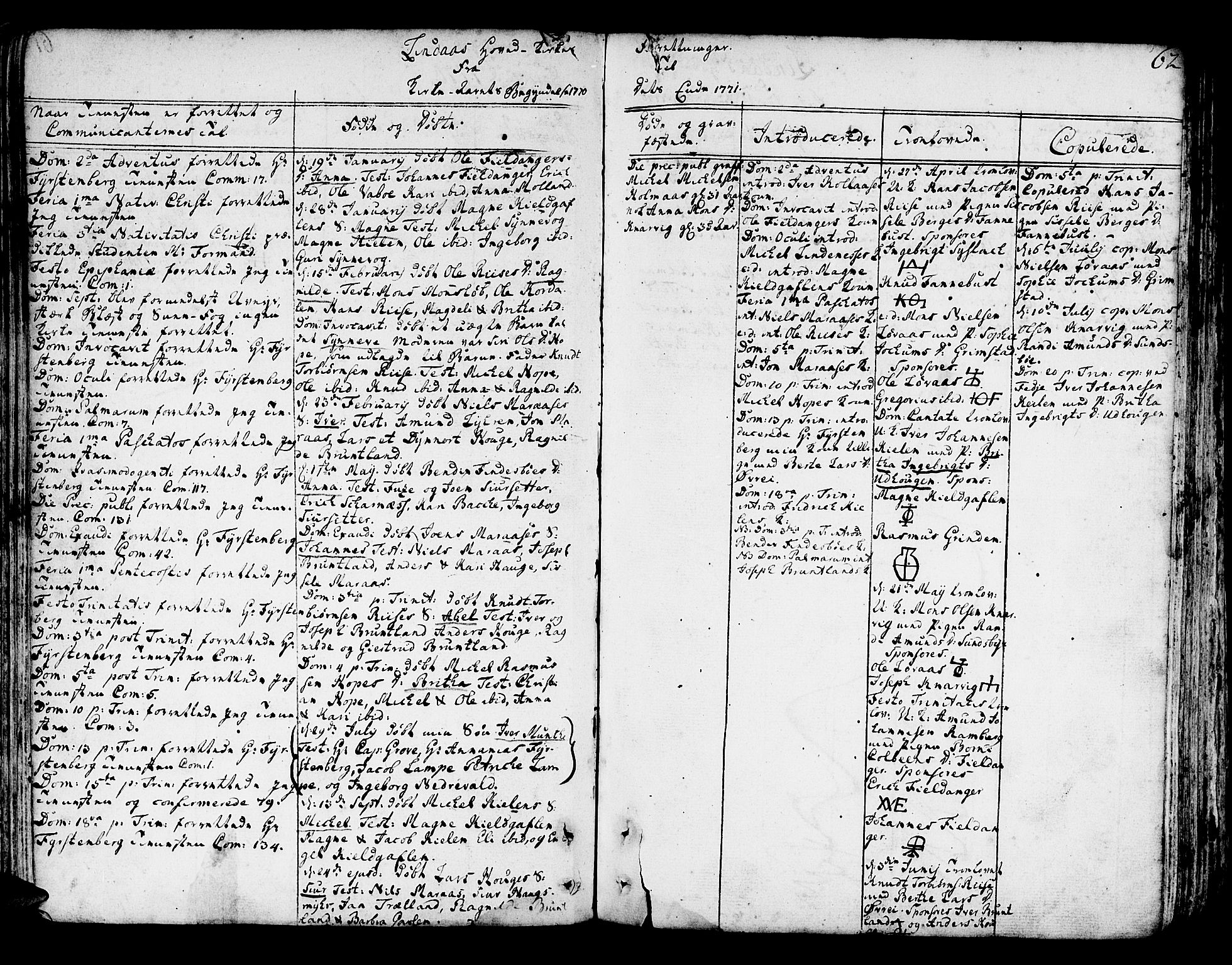 Lindås Sokneprestembete, SAB/A-76701/H/Haa: Parish register (official) no. A 4, 1764-1791, p. 62