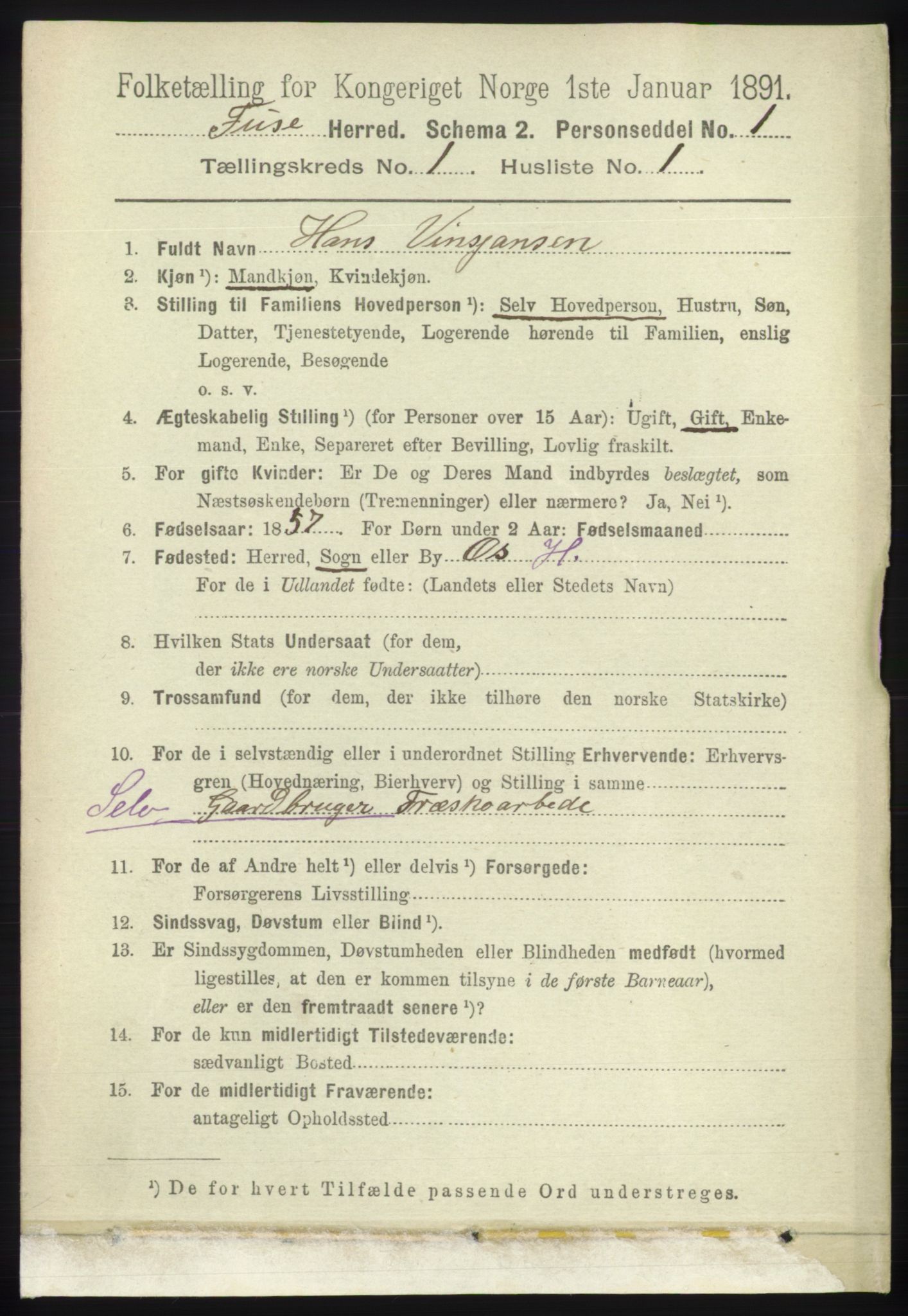 RA, 1891 census for 1241 Fusa, 1891, p. 72