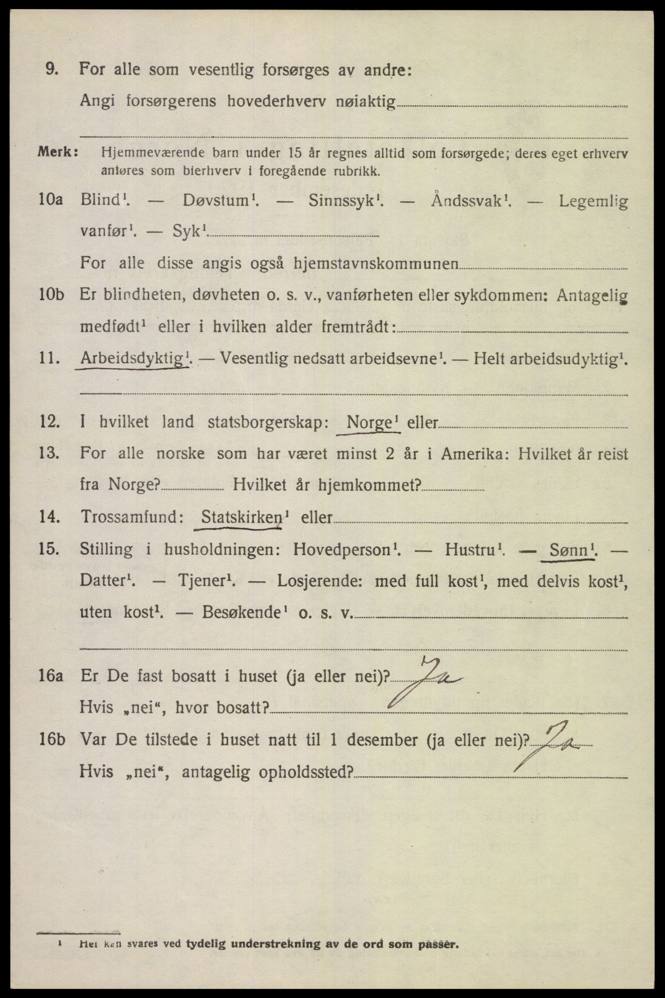 SAK, 1920 census for Kvås, 1920, p. 1311
