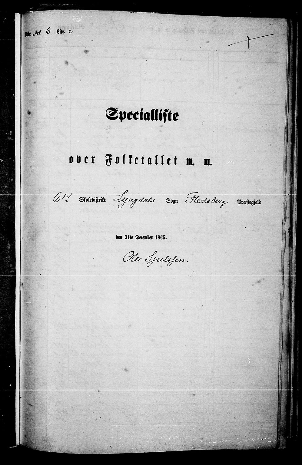RA, 1865 census for Flesberg, 1865, p. 135