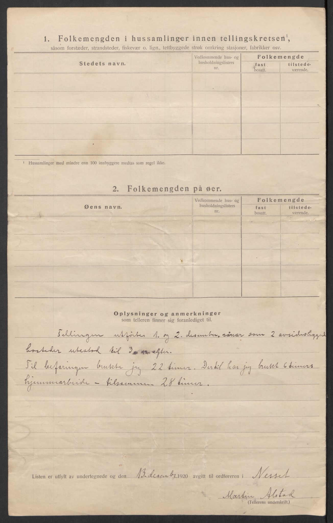 SAT, 1920 census for Nesset, 1920, p. 30