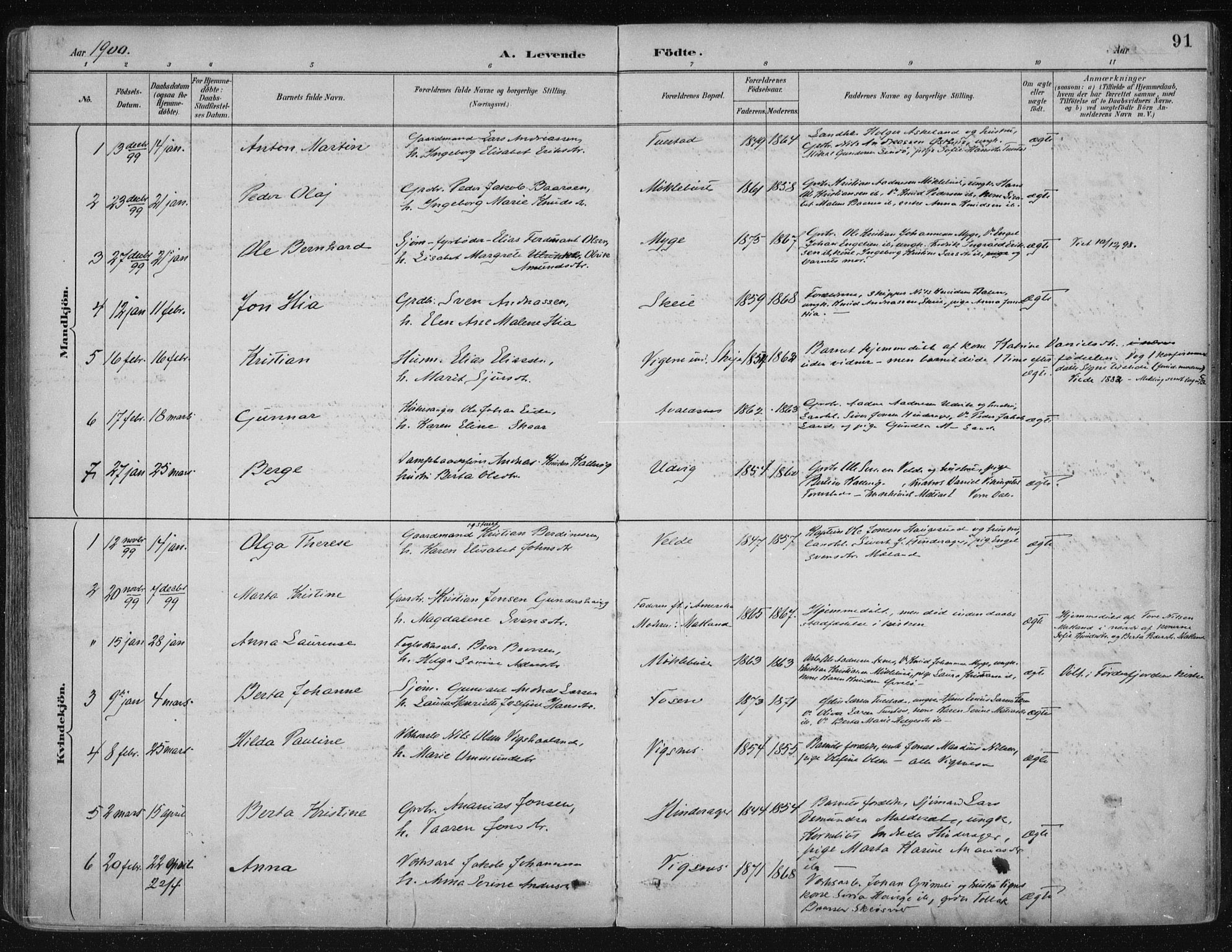 Avaldsnes sokneprestkontor, SAST/A -101851/H/Ha/Haa/L0017: Parish register (official) no. A 17, 1889-1920, p. 91