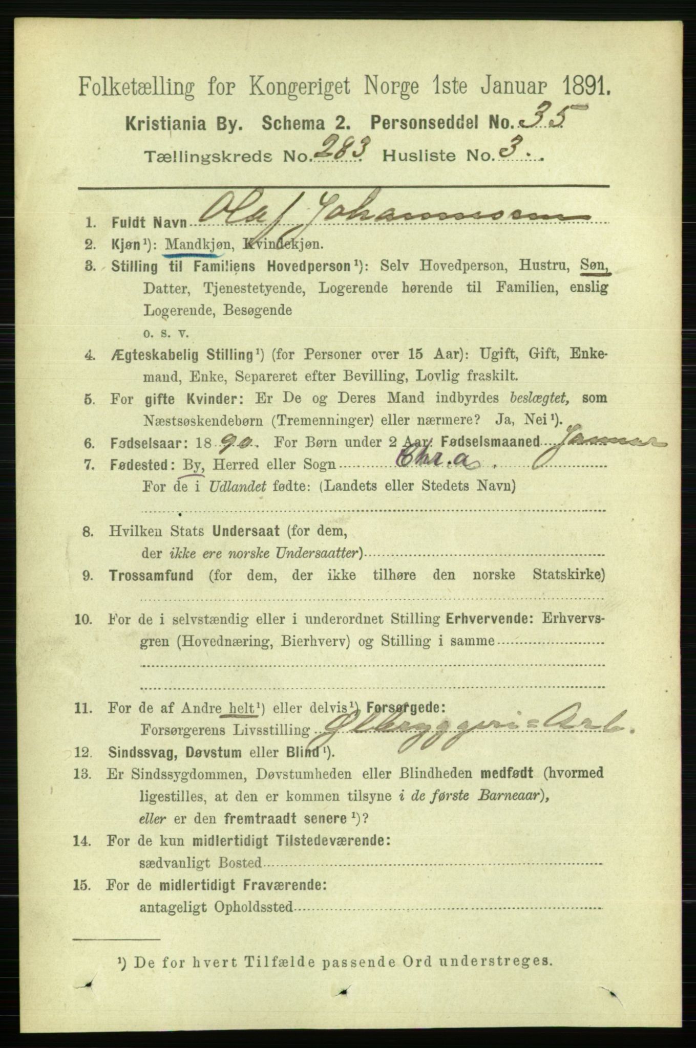 RA, 1891 census for 0301 Kristiania, 1891, p. 172715