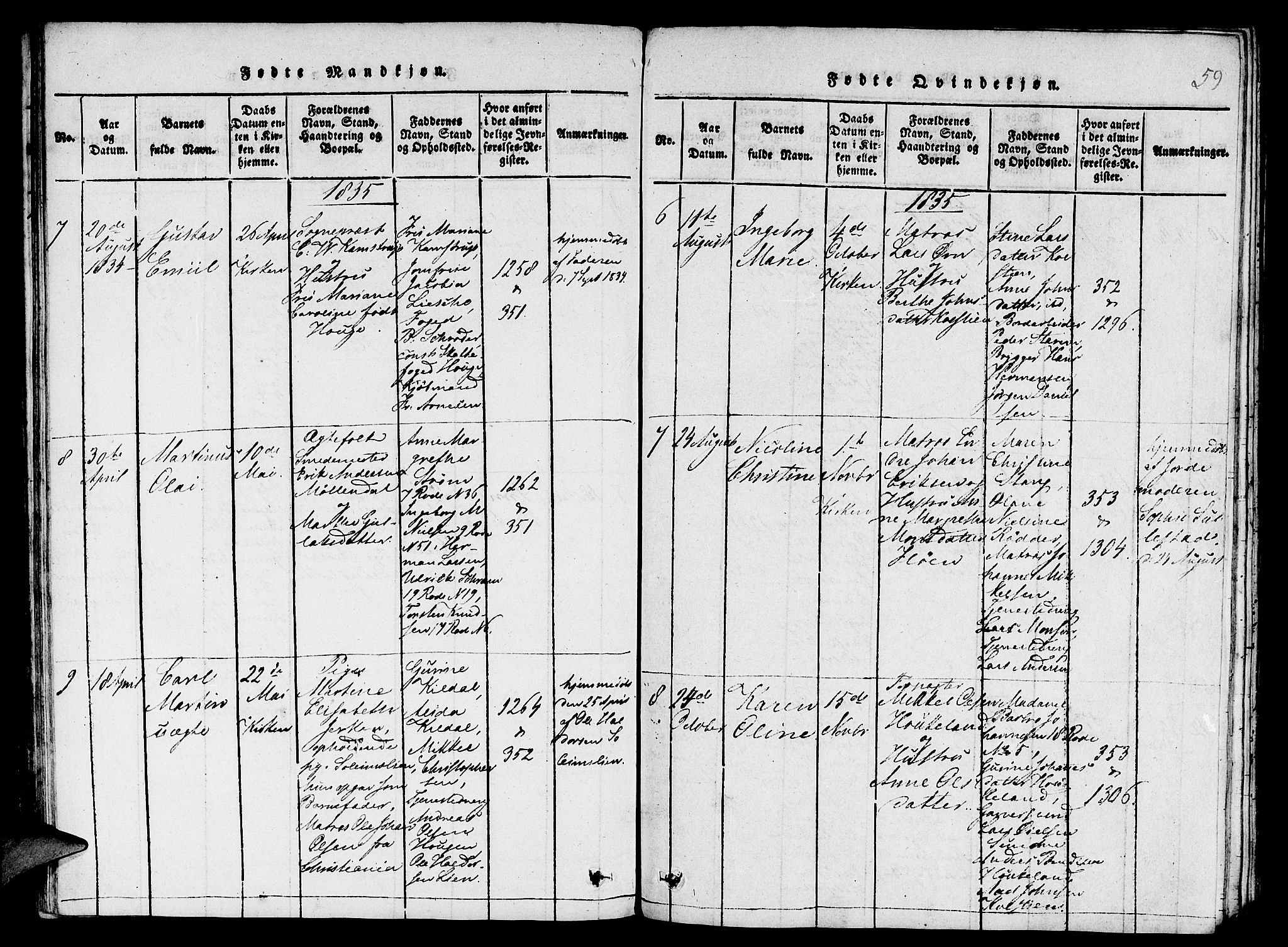 St. Jørgens hospital og Årstad sokneprestembete, AV/SAB-A-99934: Parish register (copy) no. A 1, 1816-1843, p. 59