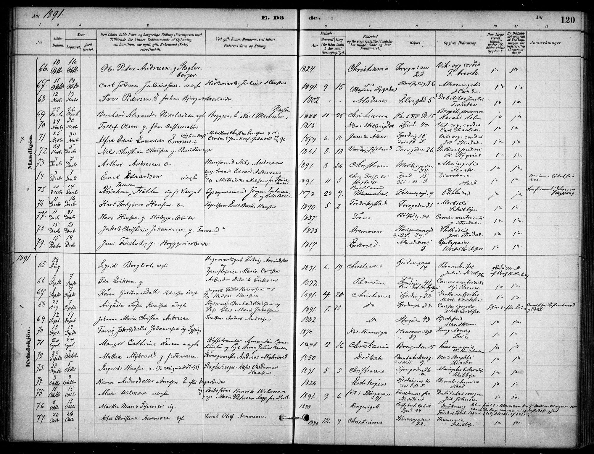 Jakob prestekontor Kirkebøker, AV/SAO-A-10850/F/Fa/L0007: Parish register (official) no. 7, 1880-1905, p. 120