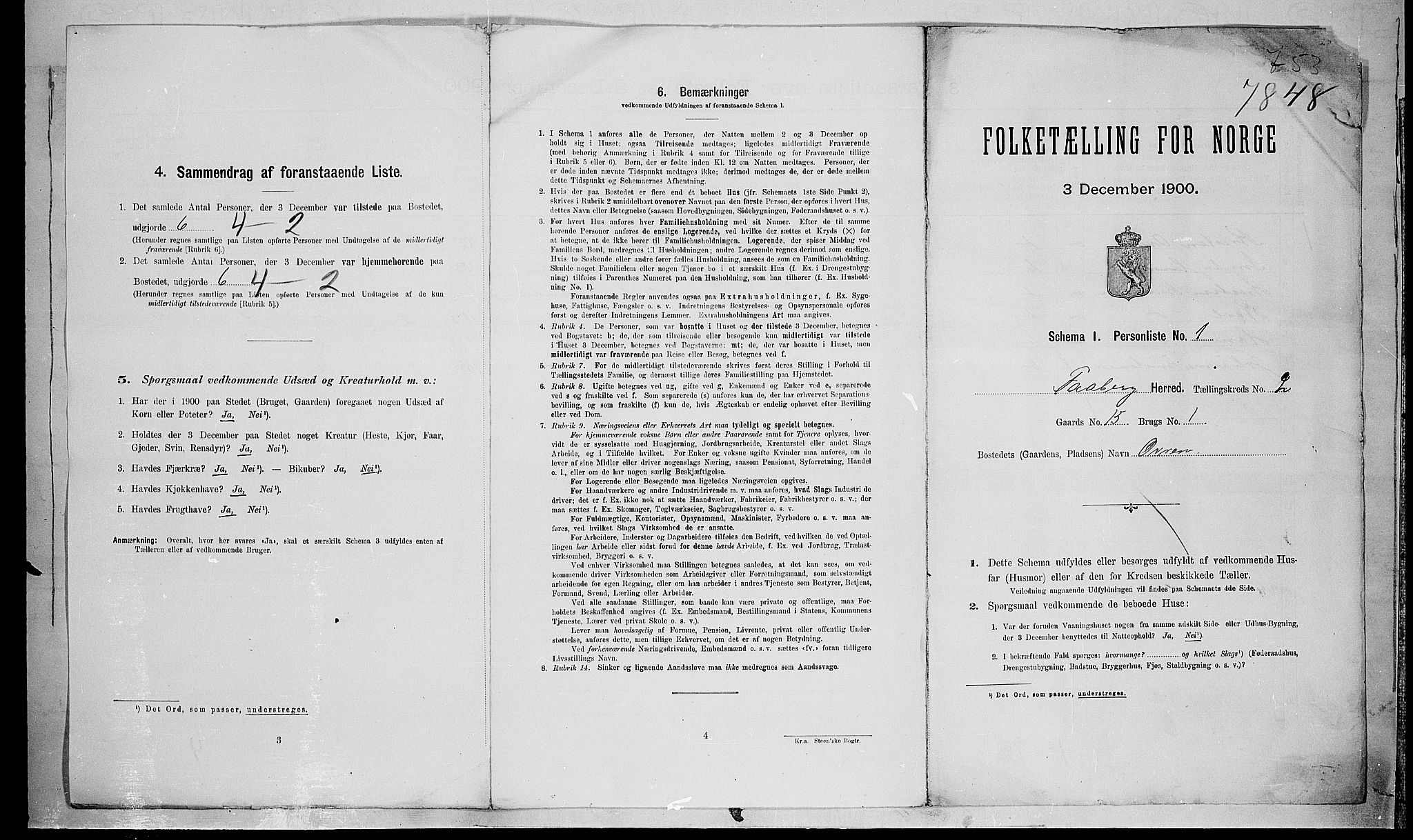 SAH, 1900 census for Fåberg, 1900, p. 71