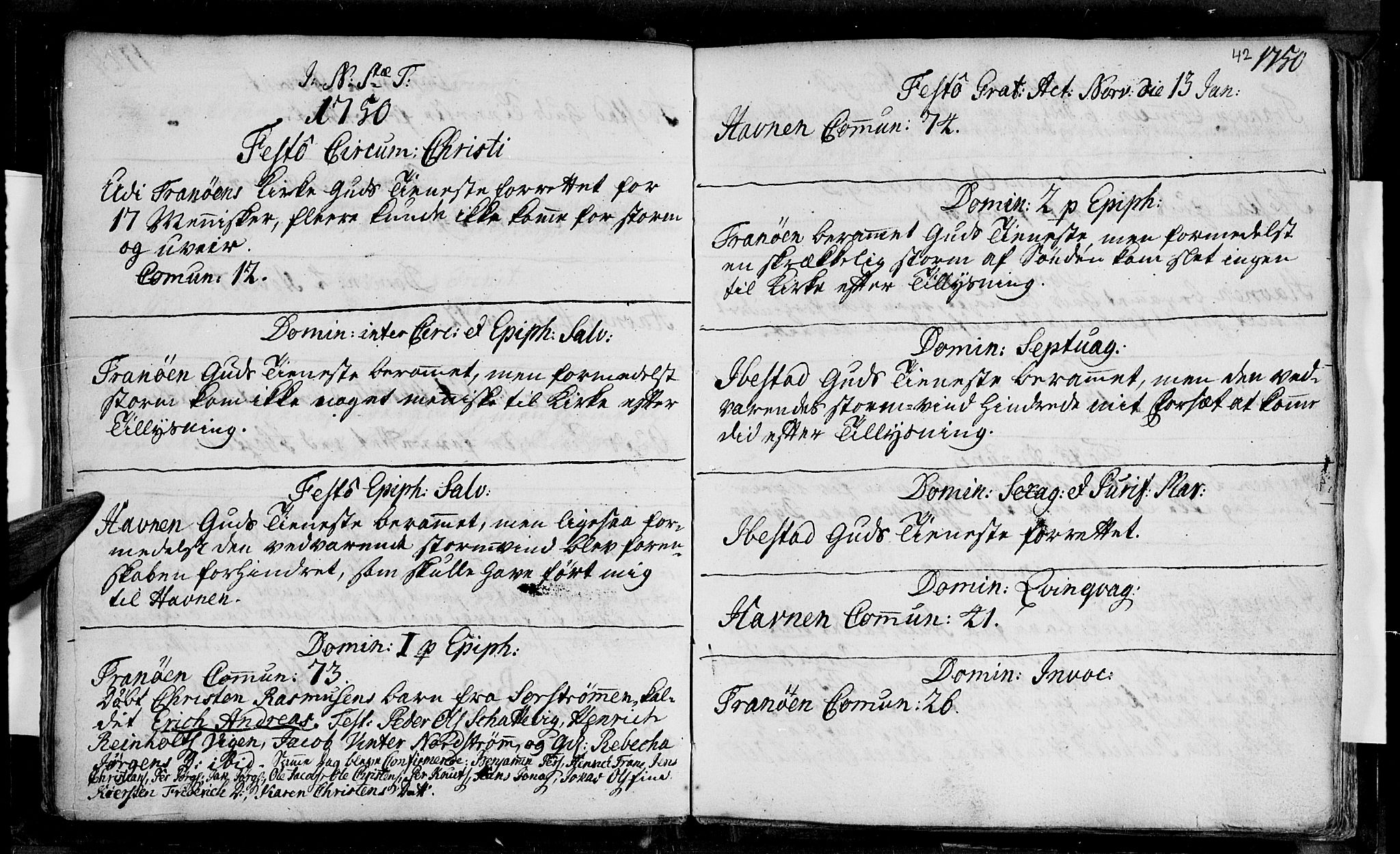 Ibestad sokneprestembete, AV/SATØ-S-0077/H/Ha/Haa/L0001kirke: Parish register (official) no. 1, 1744-1757, p. 42