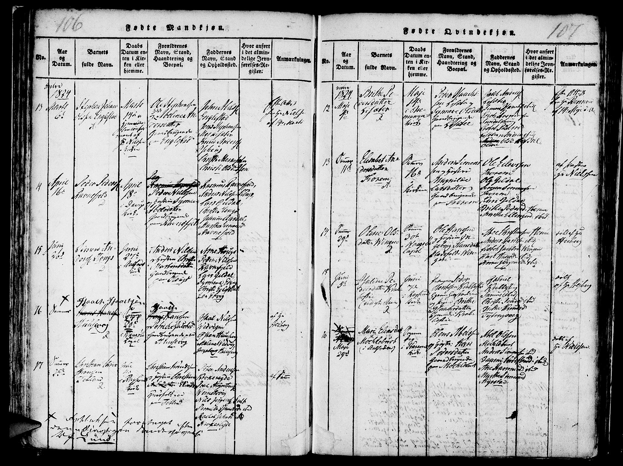 Davik sokneprestembete, AV/SAB-A-79701/H/Haa/Haaa/L0003: Parish register (official) no. A 3, 1816-1830, p. 106-107