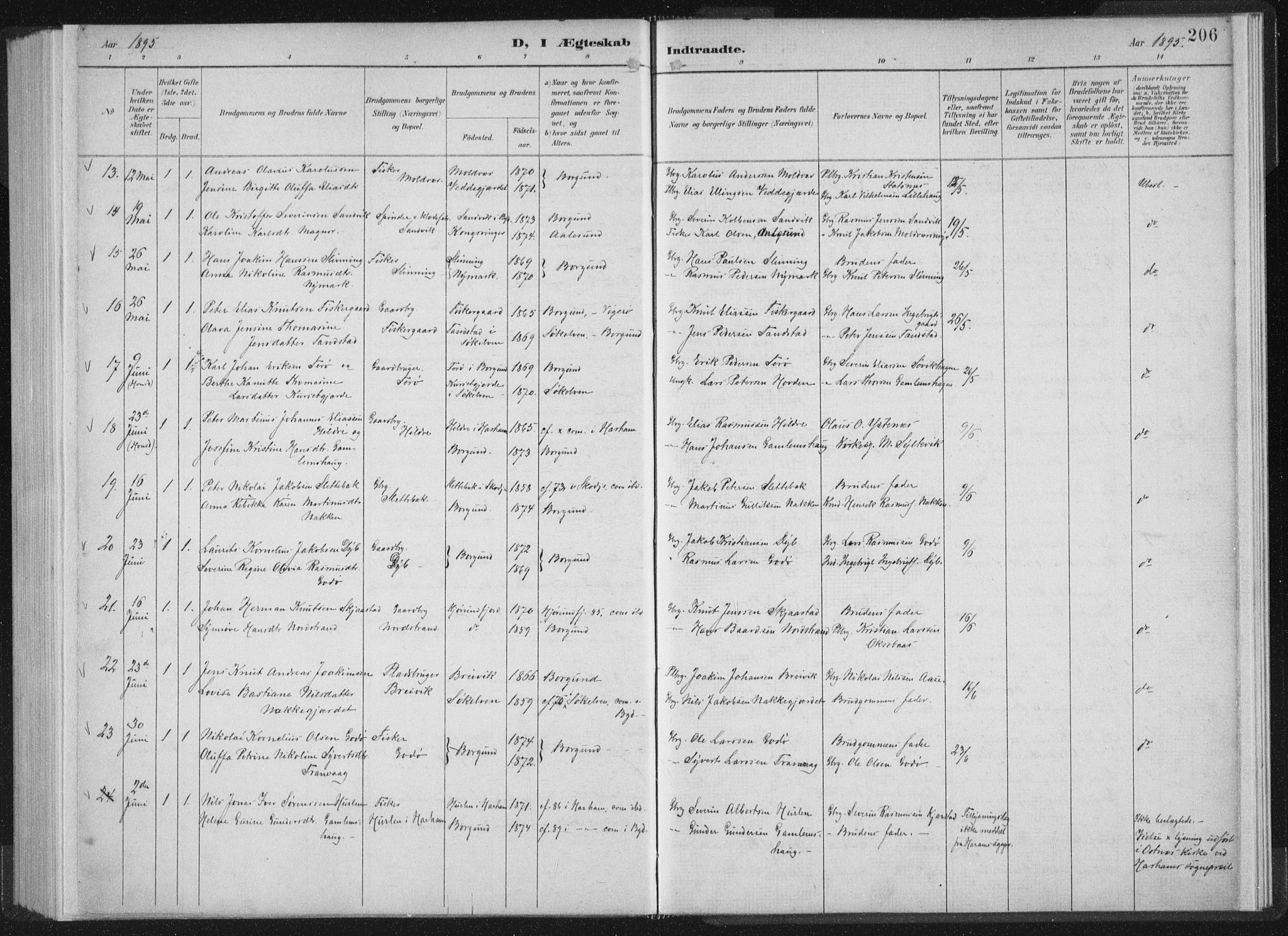 Ministerialprotokoller, klokkerbøker og fødselsregistre - Møre og Romsdal, SAT/A-1454/528/L0405: Parish register (official) no. 528A14, 1891-1906, p. 206