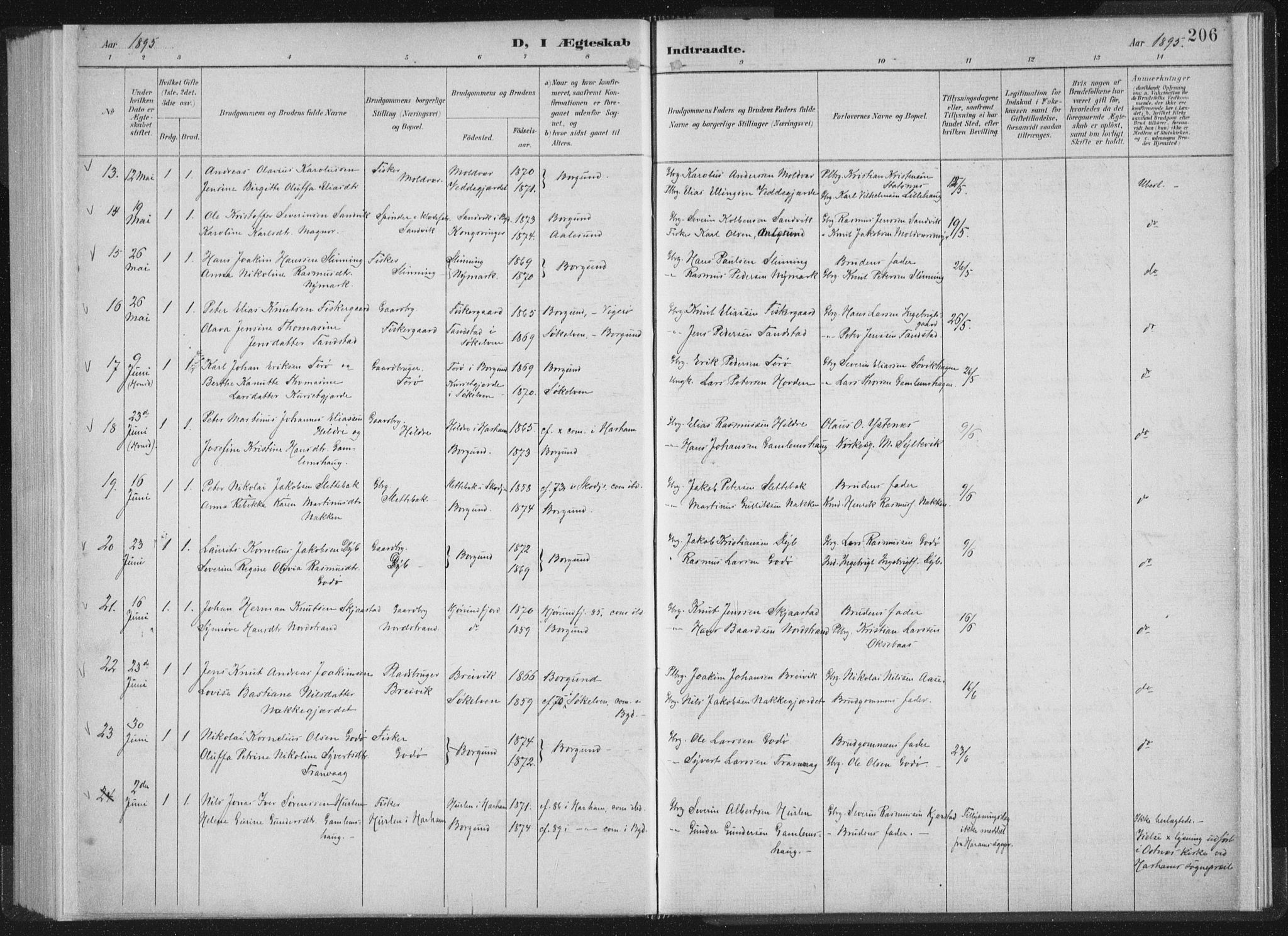 Ministerialprotokoller, klokkerbøker og fødselsregistre - Møre og Romsdal, AV/SAT-A-1454/528/L0405: Parish register (official) no. 528A14, 1891-1906, p. 206