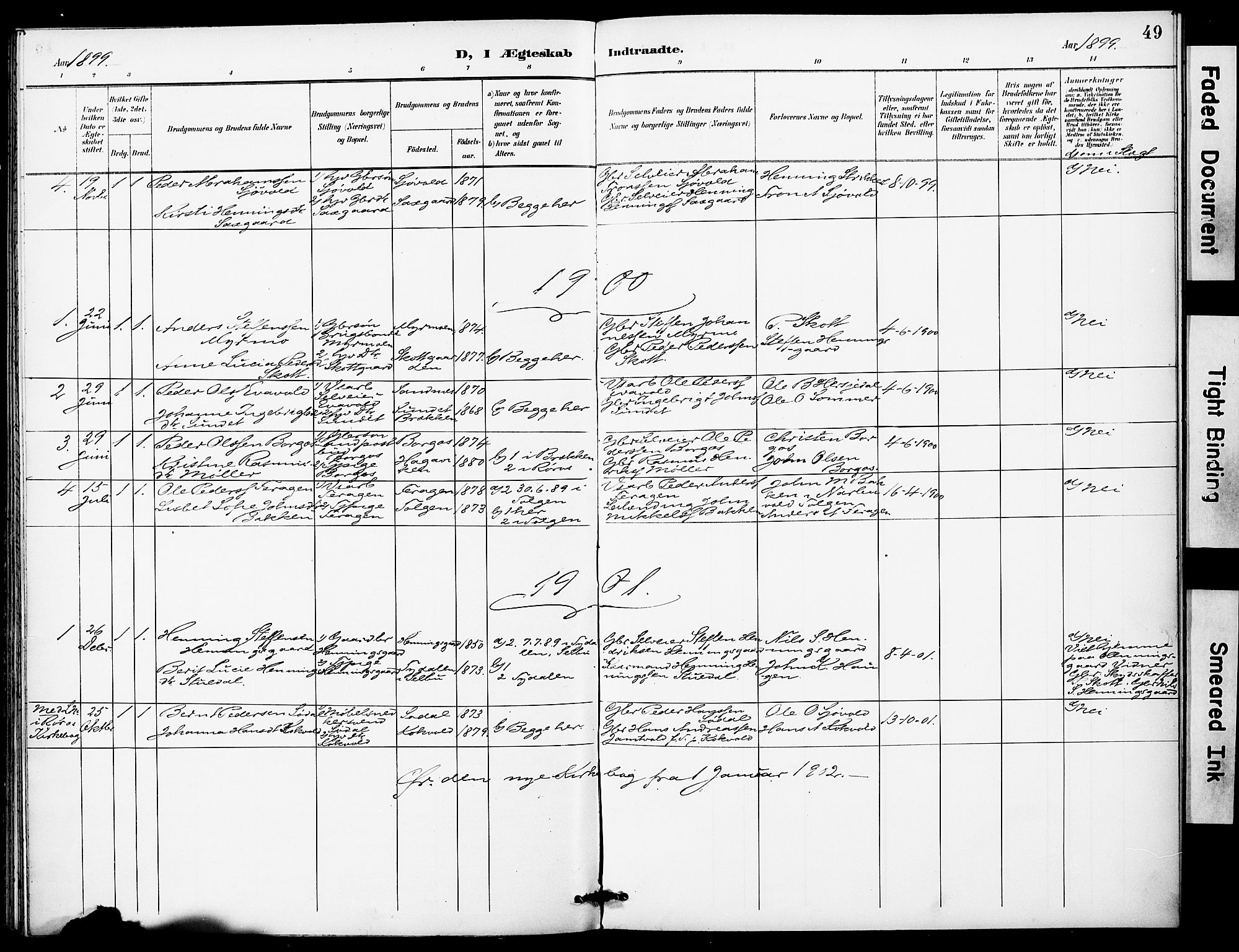 Ministerialprotokoller, klokkerbøker og fødselsregistre - Sør-Trøndelag, AV/SAT-A-1456/683/L0948: Parish register (official) no. 683A01, 1891-1902, p. 49