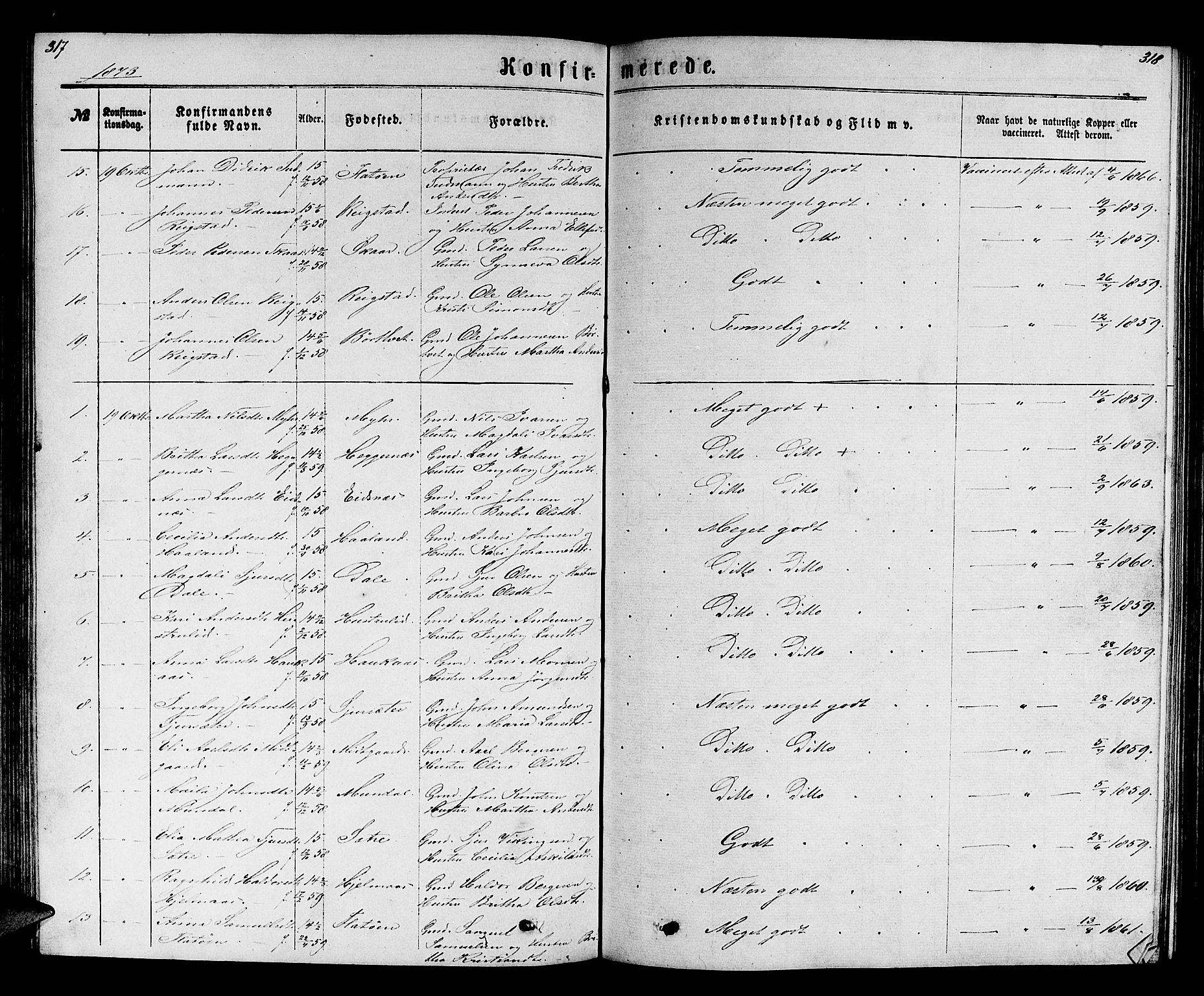 Hamre sokneprestembete, SAB/A-75501/H/Ha/Hab: Parish register (copy) no. B 2, 1863-1880, p. 317-318