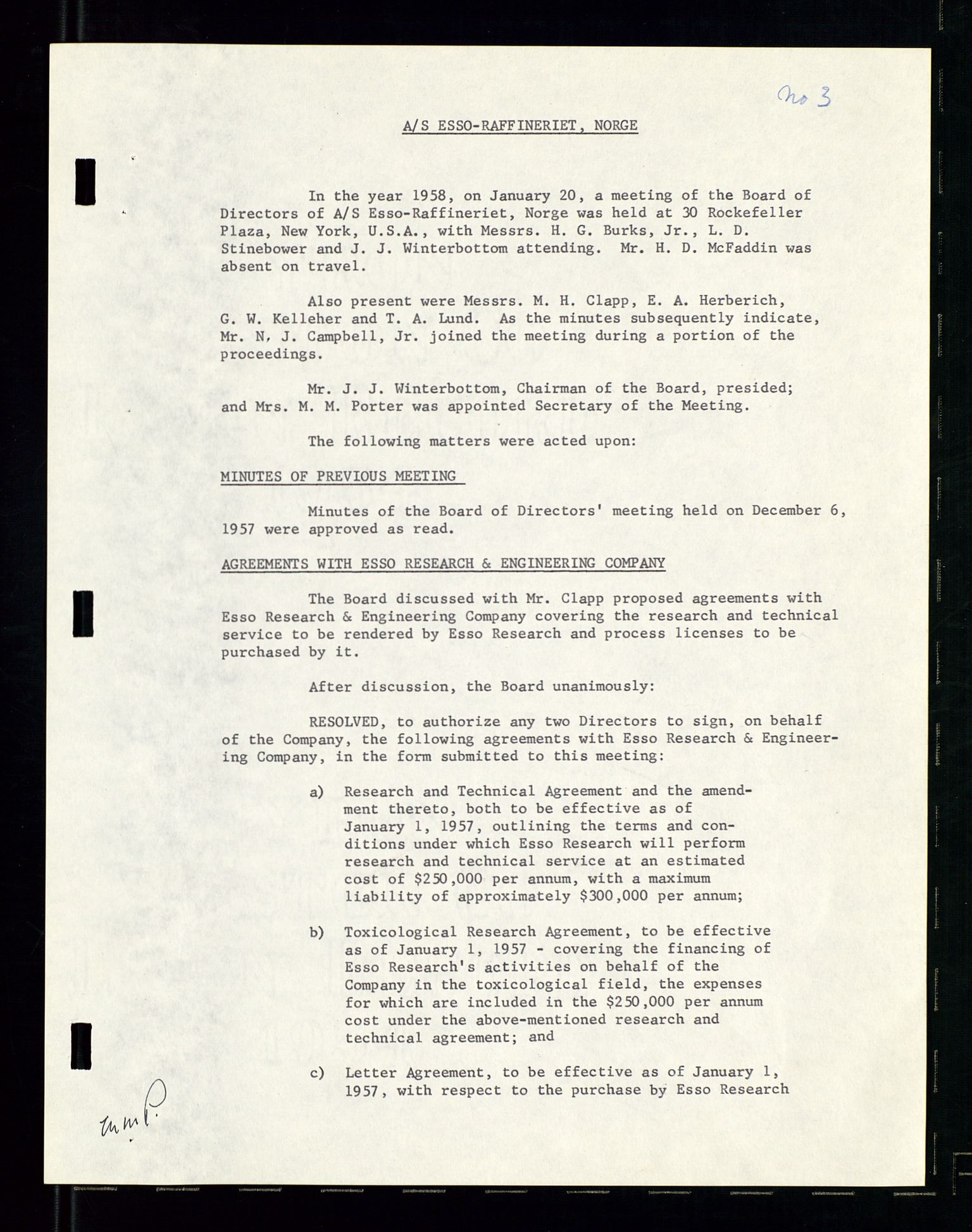 PA 1537 - A/S Essoraffineriet Norge, AV/SAST-A-101957/A/Aa/L0001/0002: Styremøter / Shareholder meetings, board meetings, by laws (vedtekter), 1957-1960, p. 183